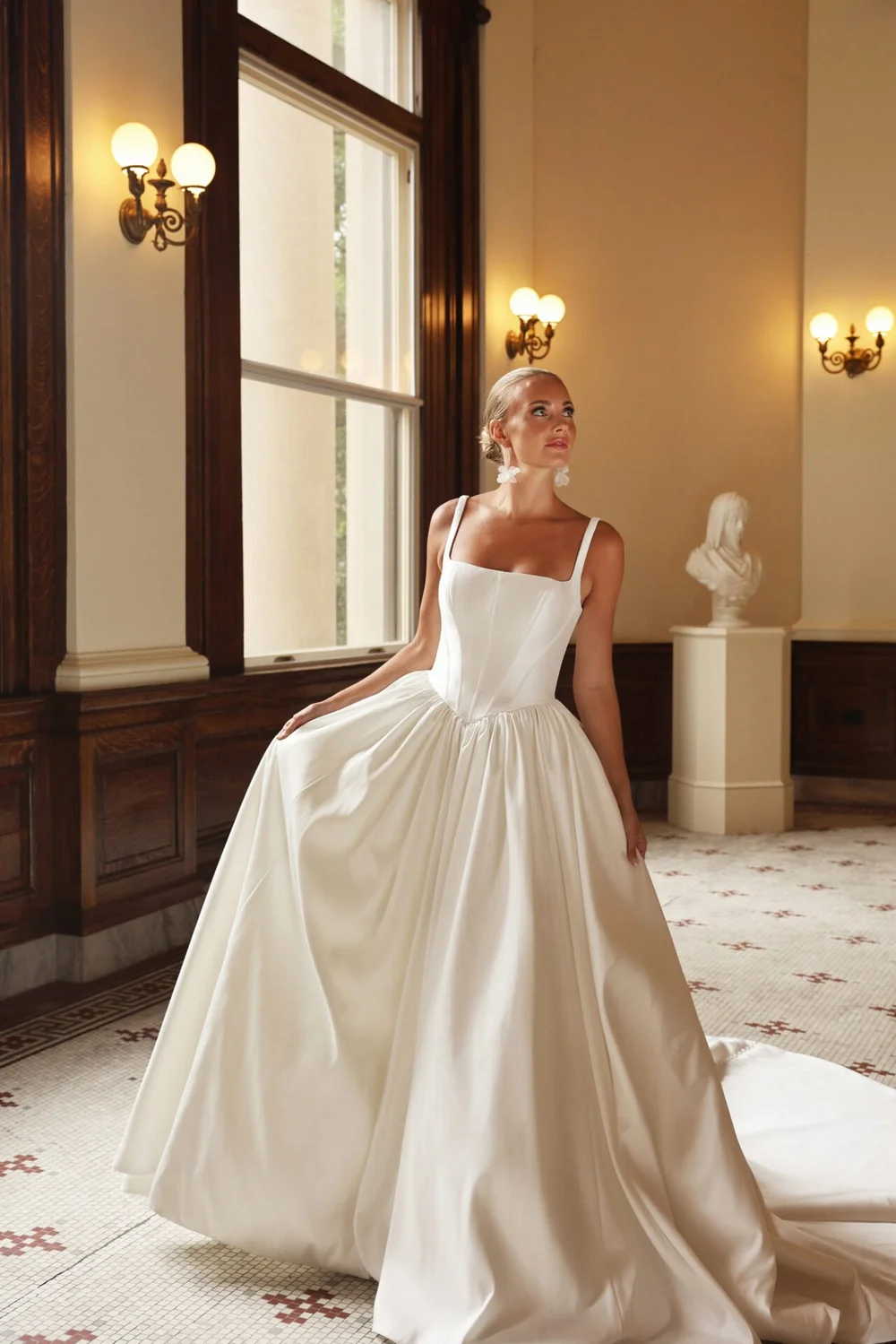 knee length dresses for ladies Edith Satin Wedding Dress