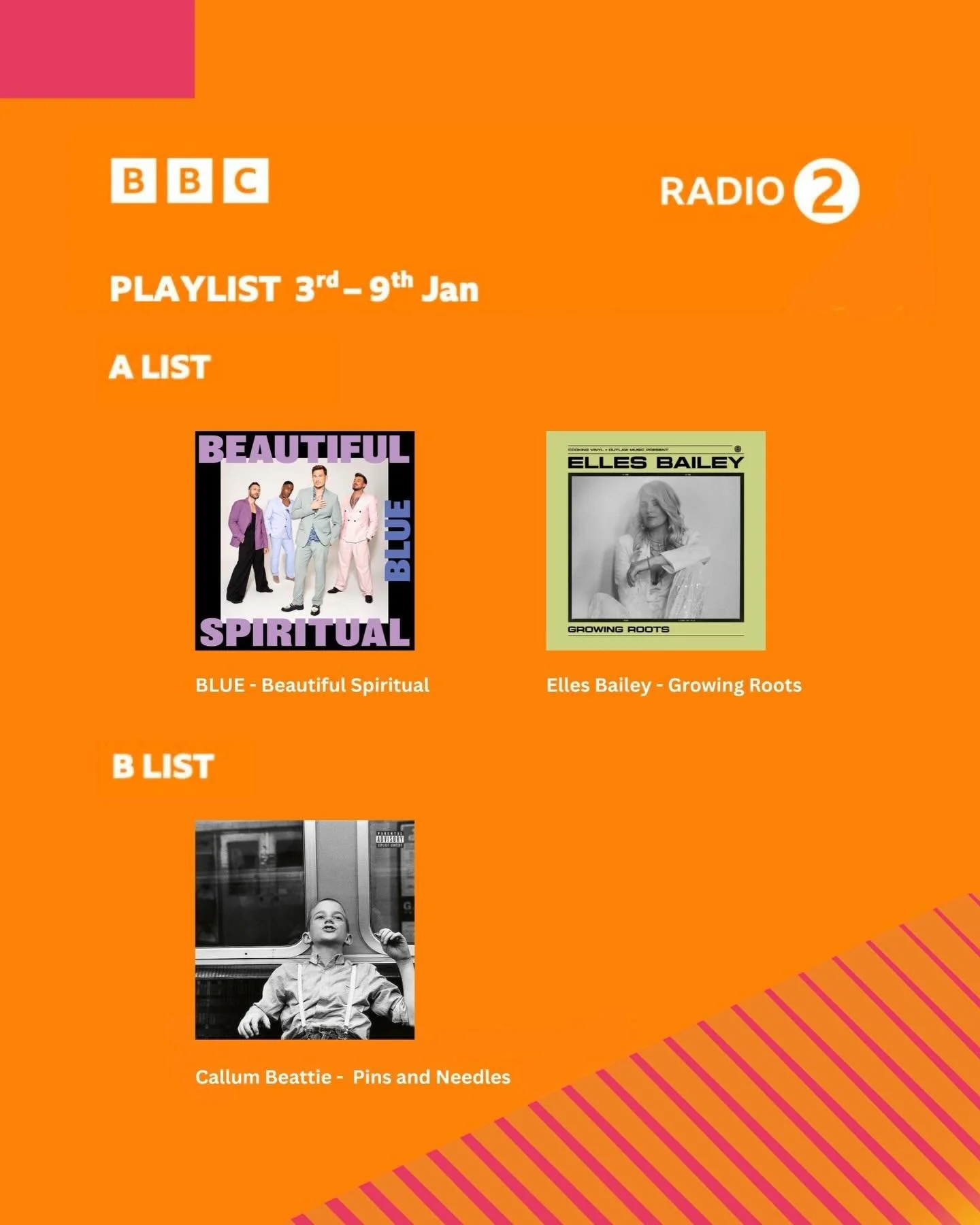 Keep your ears on @bbcradio2 this week, you might just catch NOT one, NOT two, but THREE Cooking Vinyl tracks on air 📻 Featuring ... @officialblue &ndash; Beautiful Spiritual, @ellesbailey &ndash; Growing Roots, and @callumbeattieofficial &ndash; Pi
