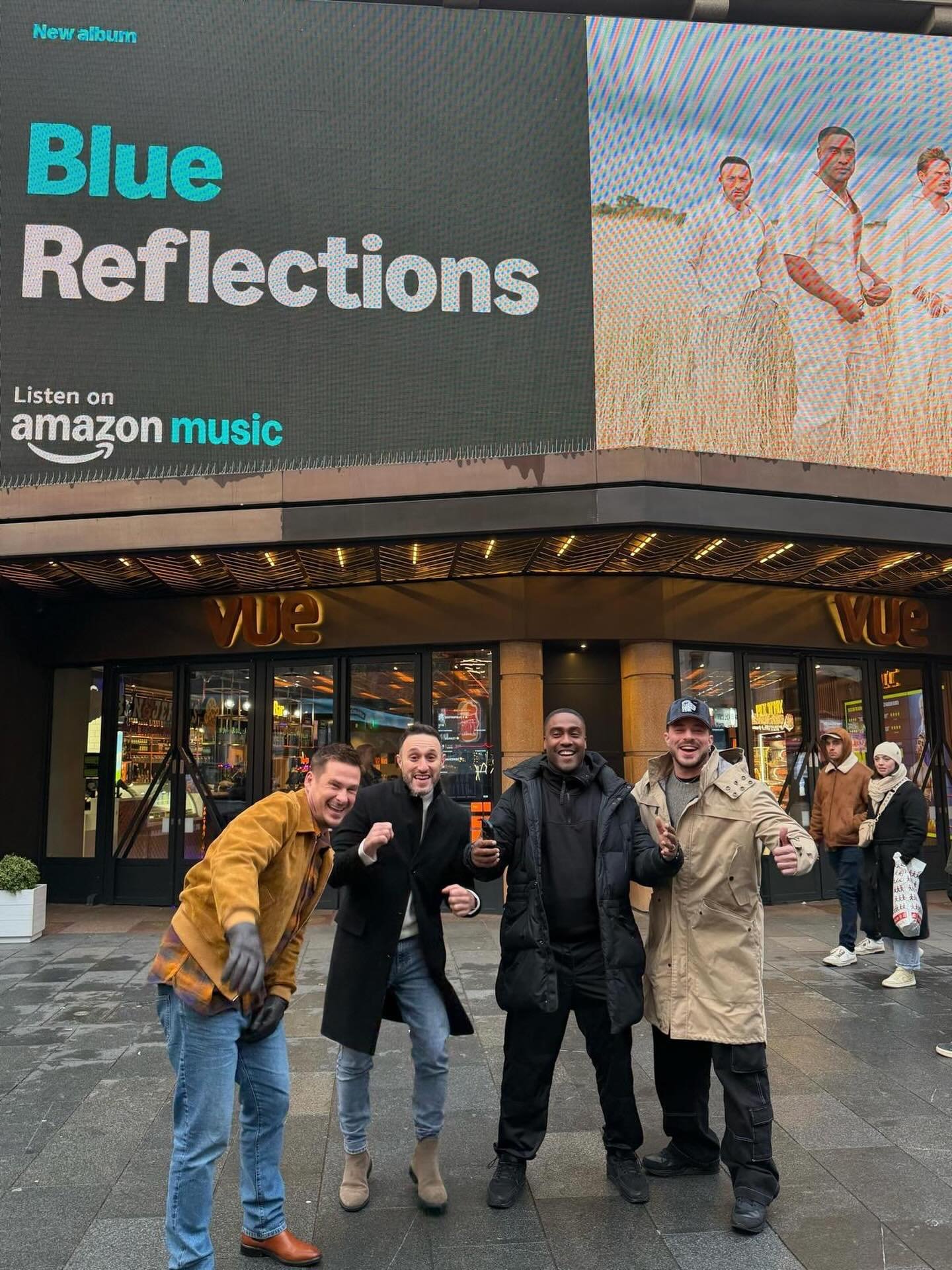 &lsquo;Reflections&rsquo; by @officialblue taking over Leicester Square 💙 Listen on @amazonmusicuk.