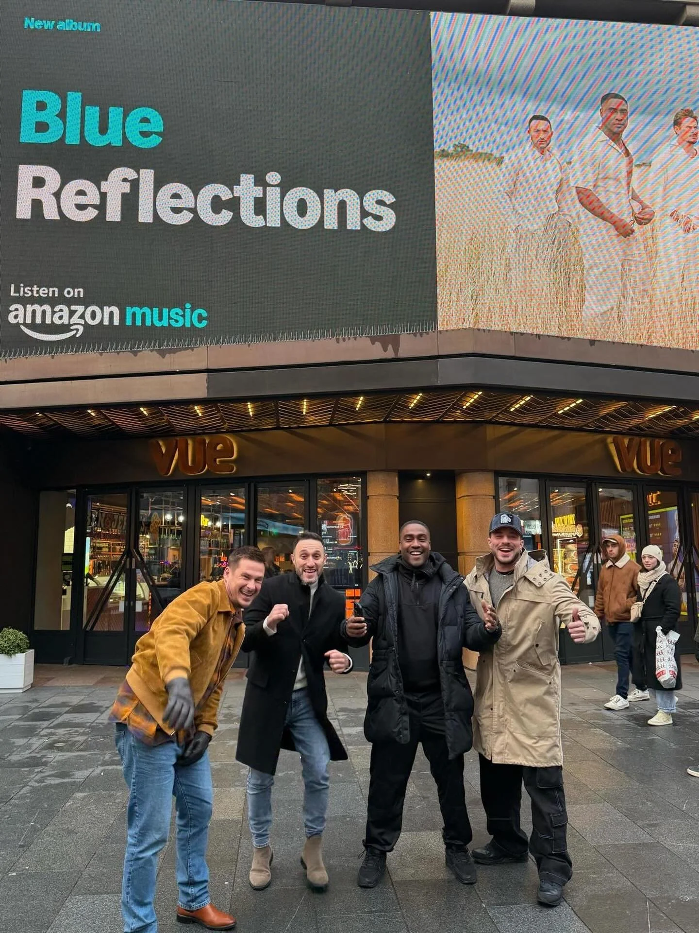 &lsquo;Reflections&rsquo; by @officialblue taking over Leicester Square 💙 Listen on @amazonmusicuk.