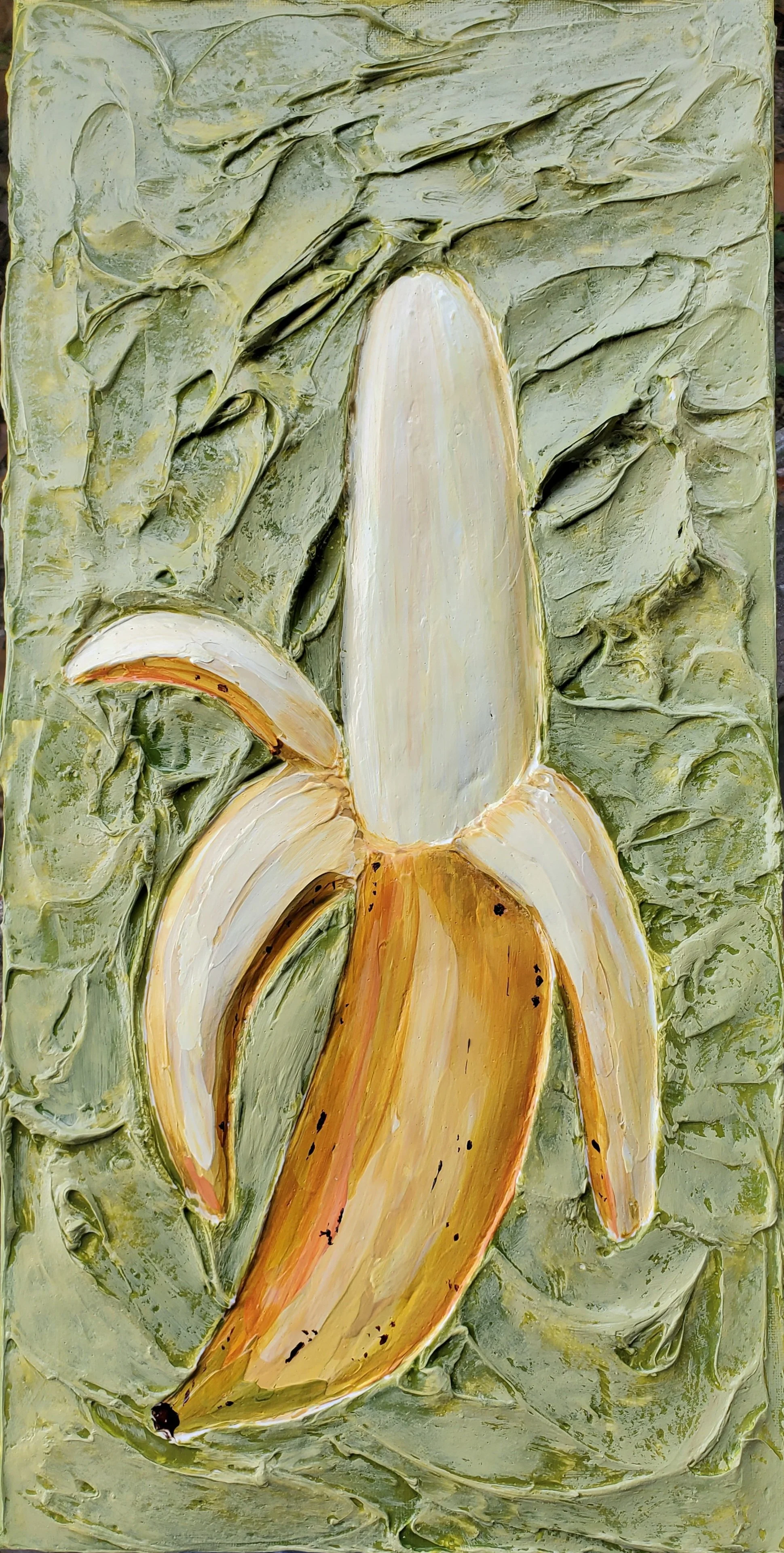 (10x20 Inch) Big Banana- Sculpted Acrylic Artwork on Gallery Wrapped Canvas