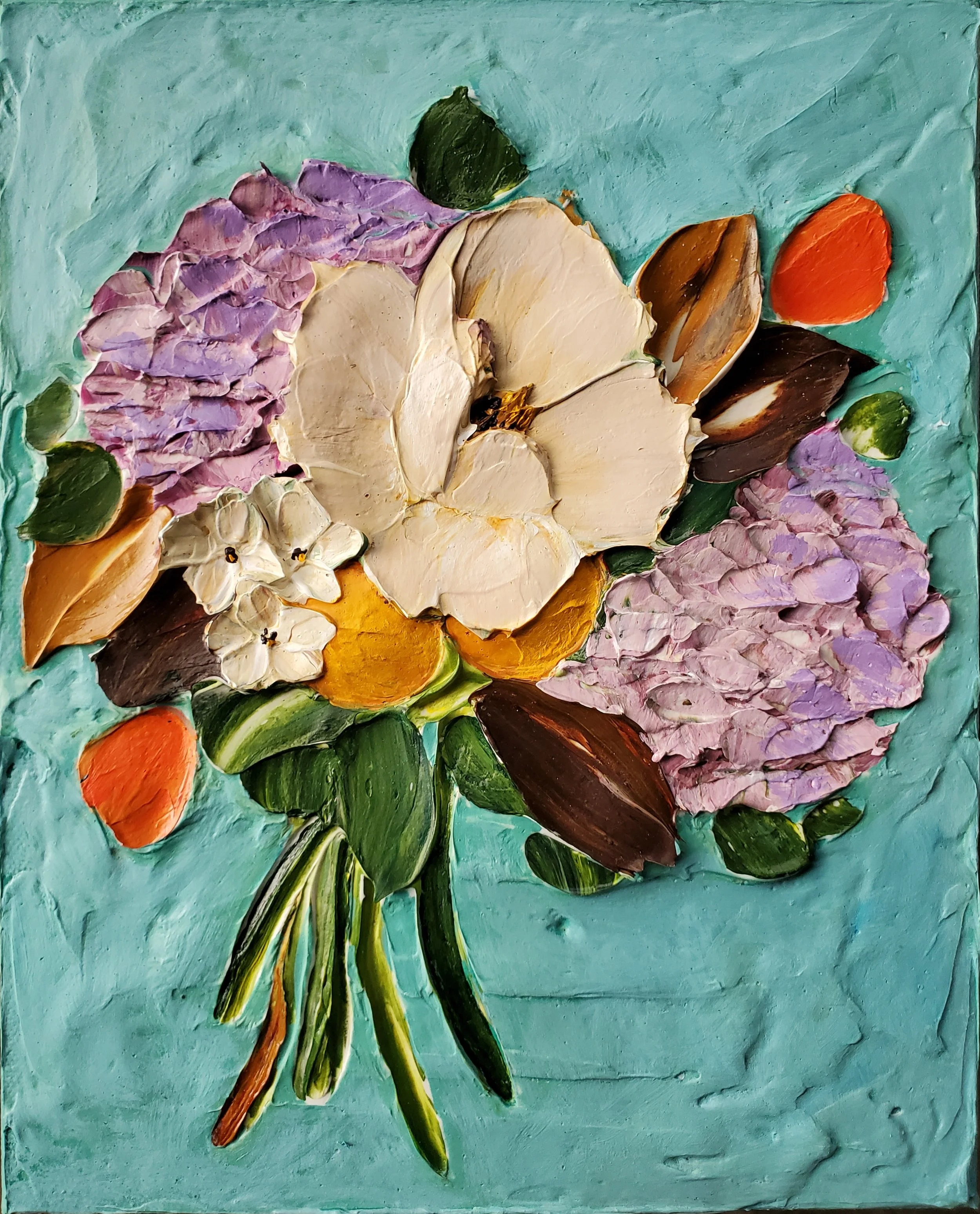 (8x10 Inch) Justificar Mi Amor- Heavy Textured Sculpted Floral Artwork on Gallery Wrapped Canvas