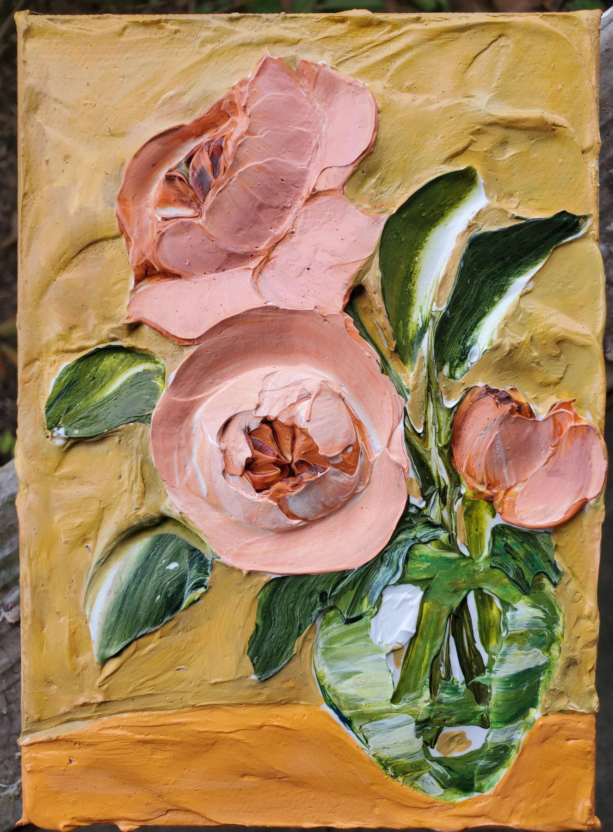 (5x7 Inch) Amber and Blushing Peony- Lil Middy Chunky Artwork