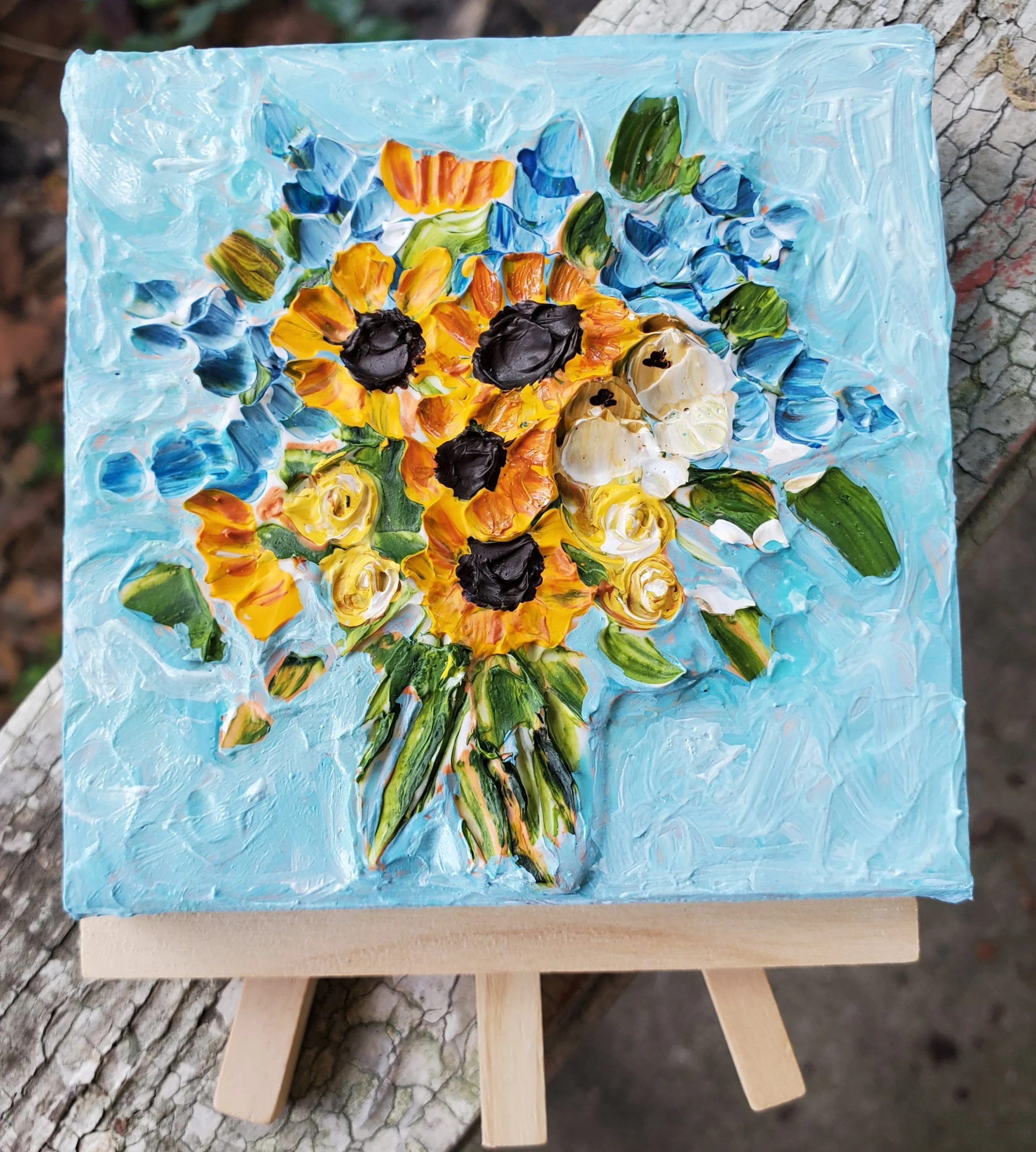(4x4 Inch) Make it Blue-Mini Art with Easel
