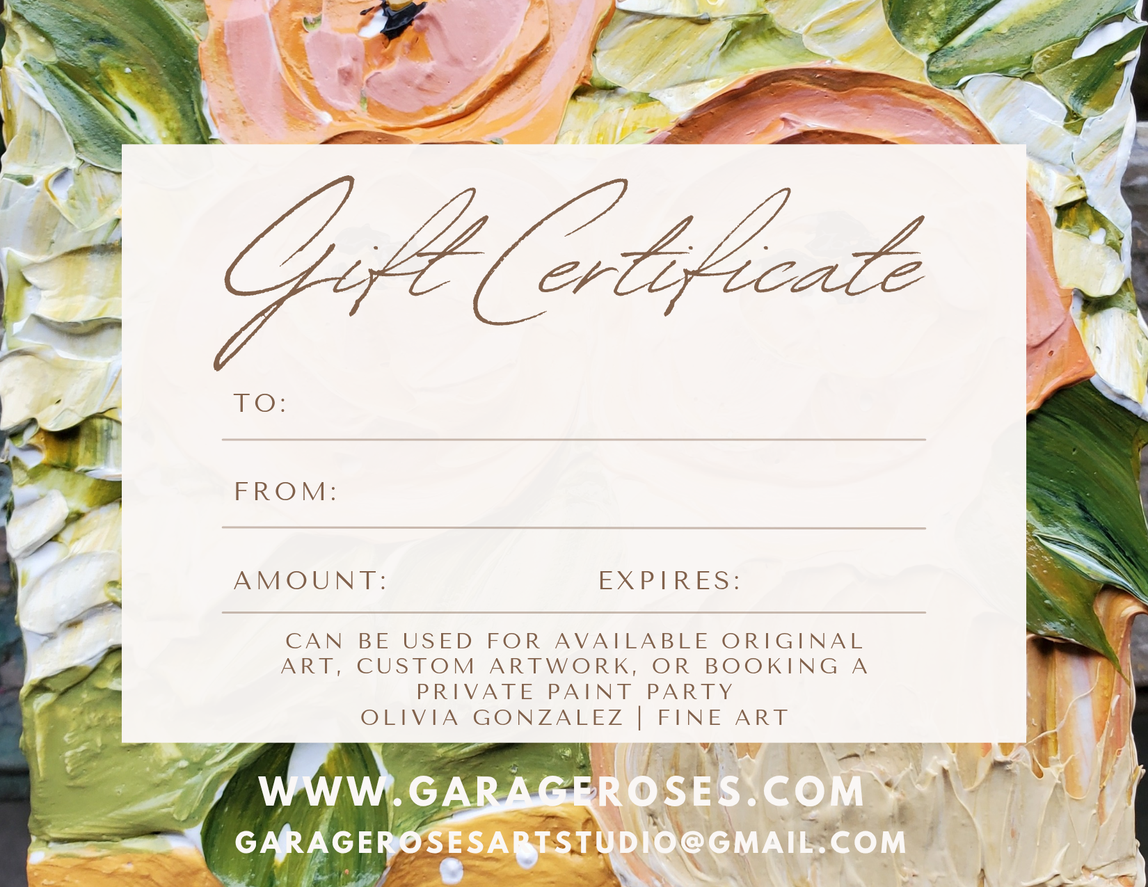 Gift Certificate- Olivia Gonzalez Fine Art