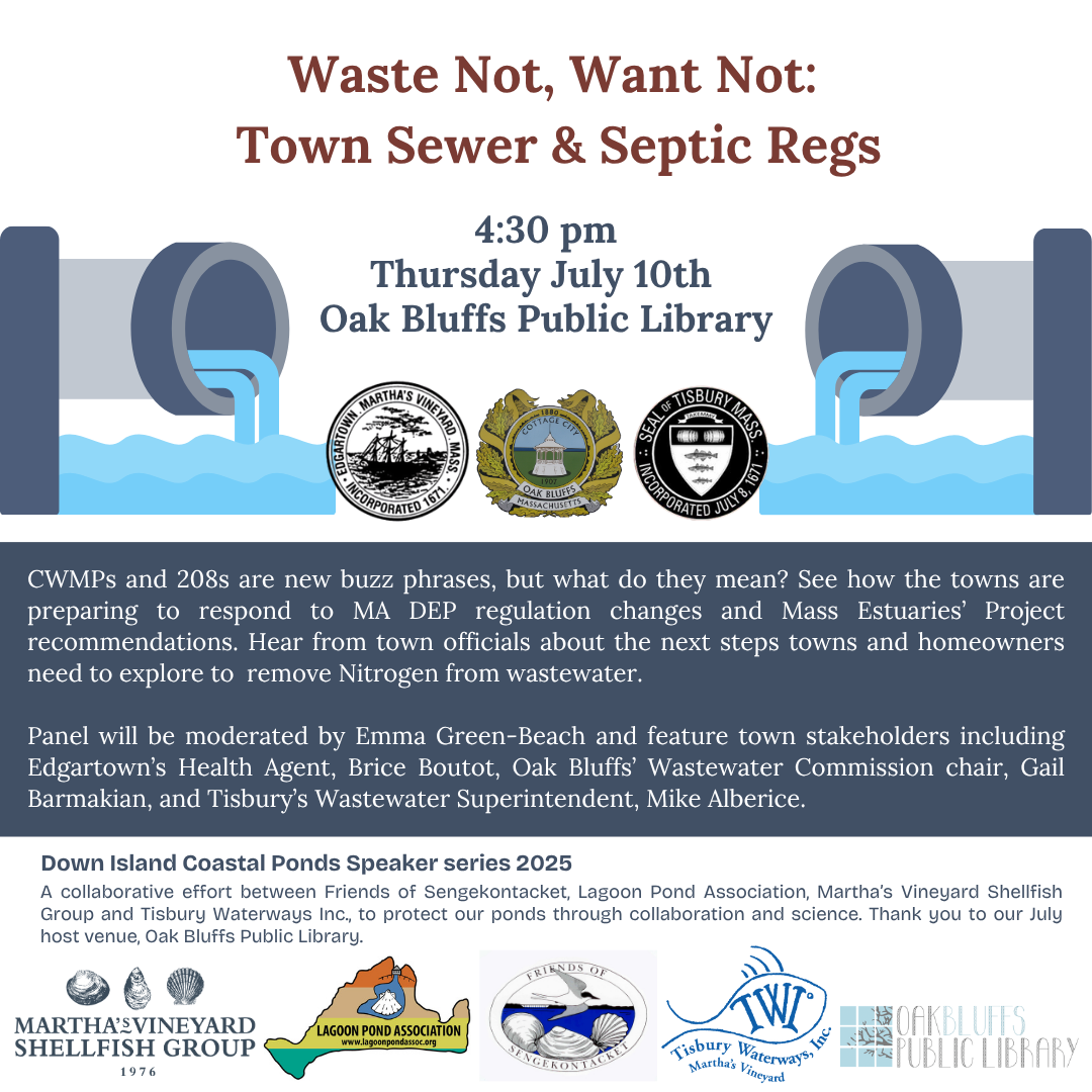 Speaker Series at Oak Bluffs Library: Waste Not, Want No: Town Sewer & Septic Regs