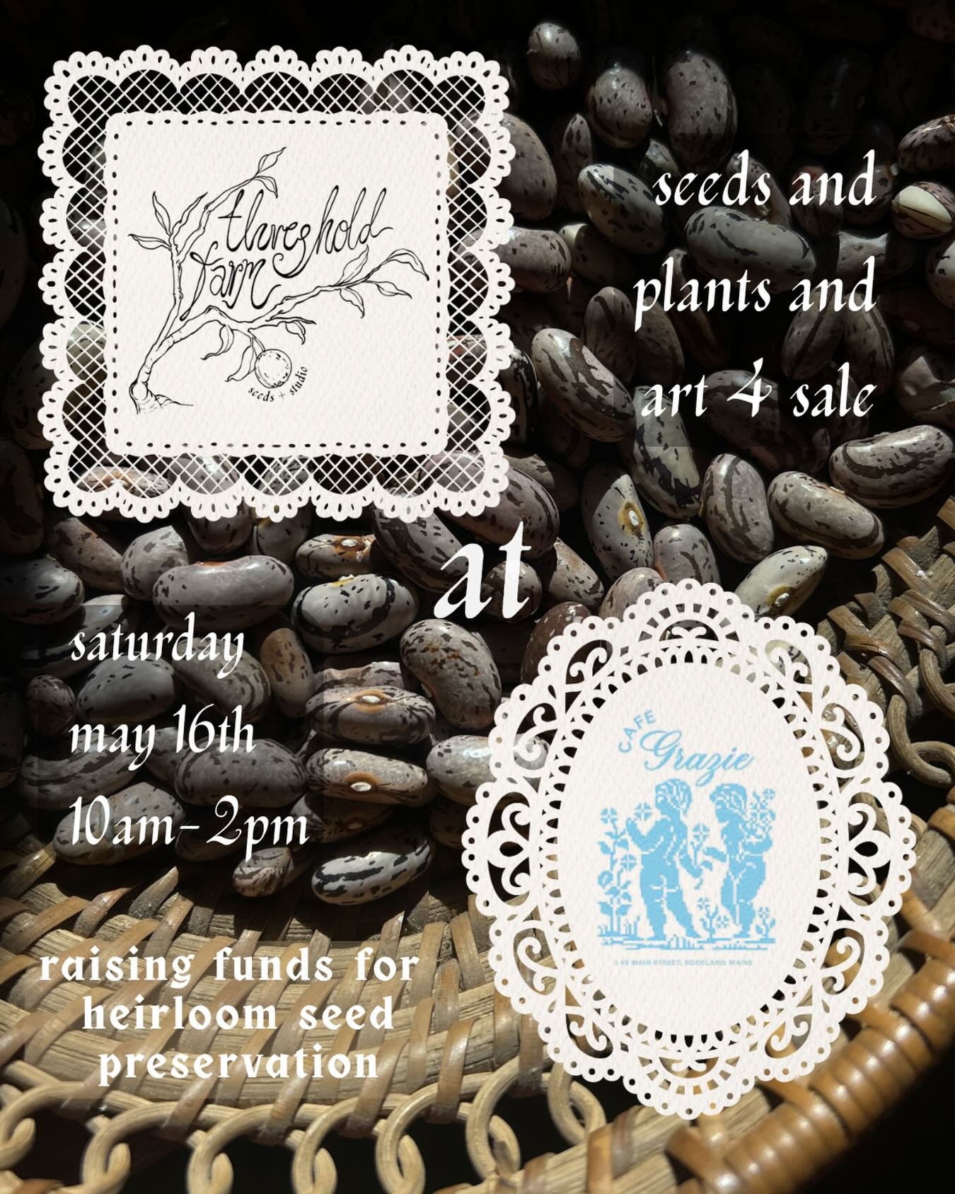 threshold farm at cafe grazie! 
🕊️May 16th, 10am-2pm
I&rsquo;ll be on the patio of the amazing @doublegrazie with seeds, some ceramics, prints, and plants. come by, say hey, let&rsquo;s chat about our beloved food ways.
