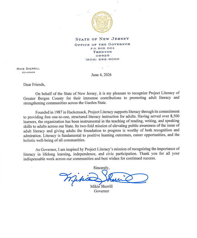Adult Literacy Changes Lives: Recognized by Governor Mikie Sherrill