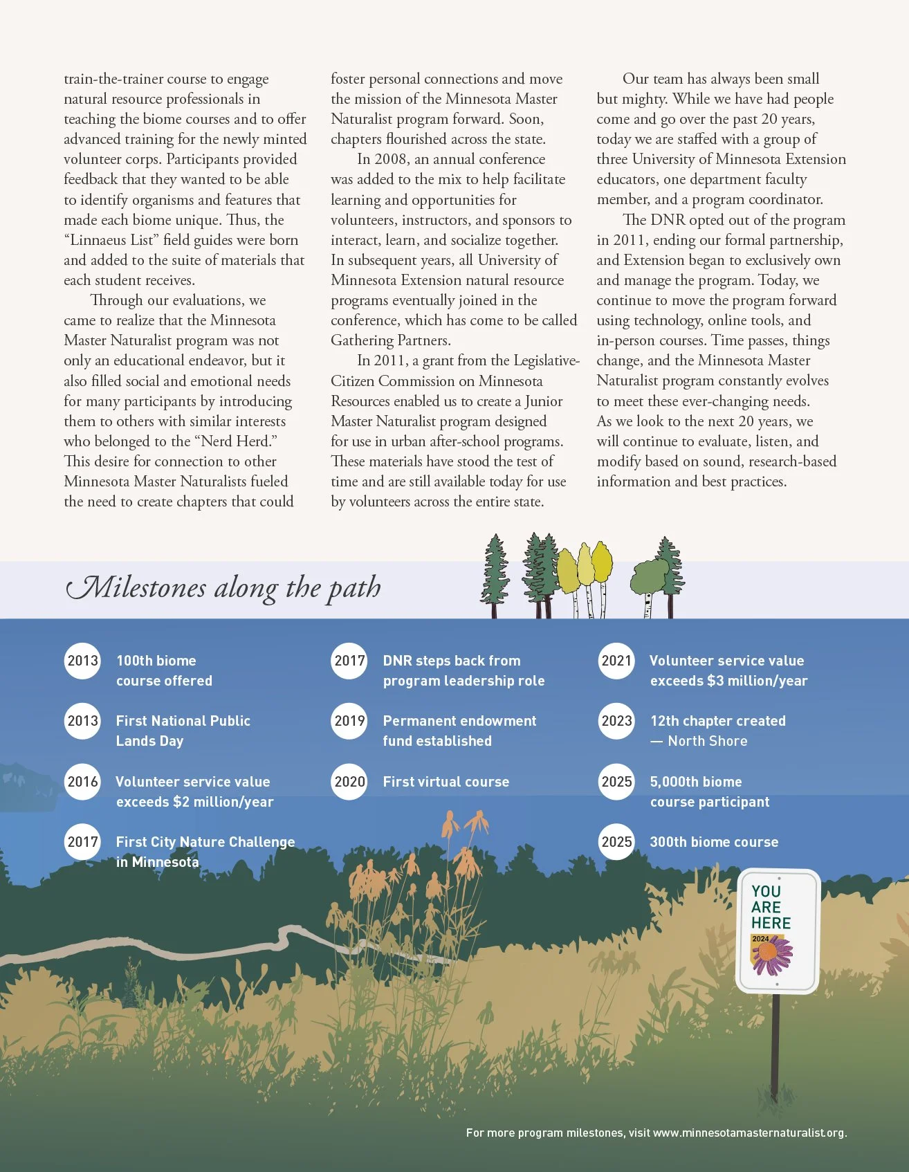 Minnesota Master Naturalist 20th anniversary publication recent milestones and illustration of biomes