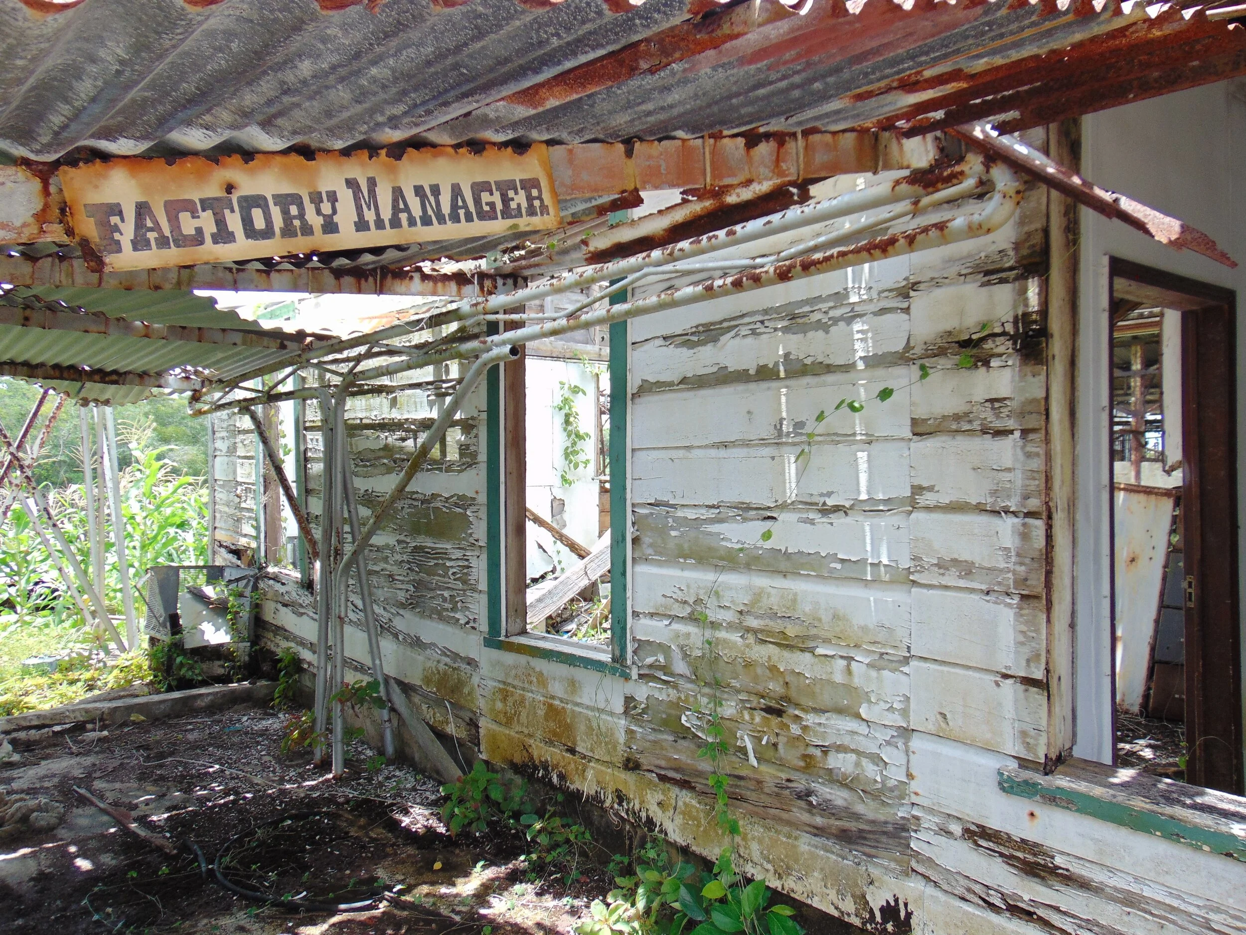 Manager's office in abandoned sugar factory. Libertad, Belize.  Photo by author.
