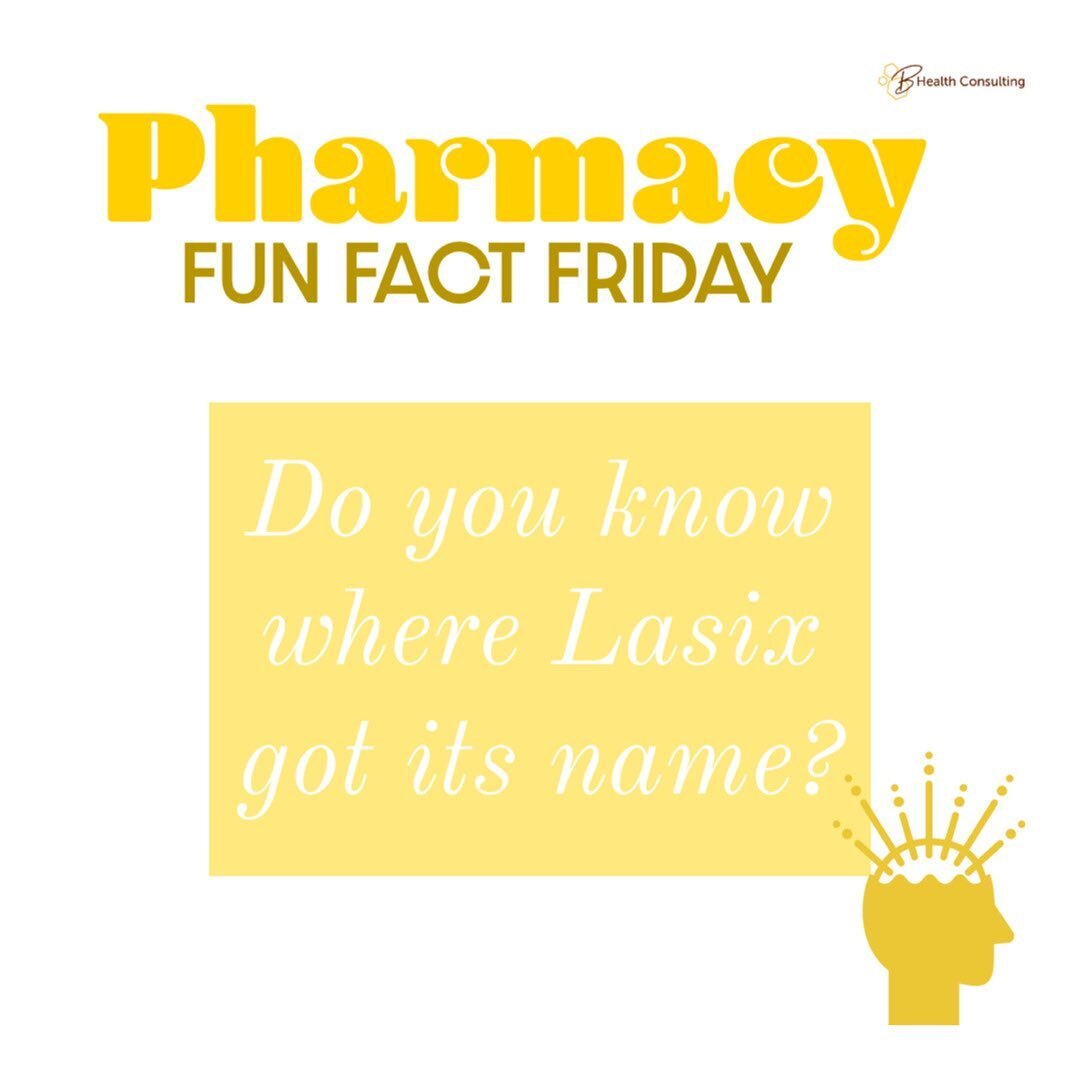 Pharmacy Fun Fact Friday ✨
-
-
Do you know where Lasix got its name?👁
 
Lasix, generic name furosemide, is a medication commonly used for heart failure, edema (swelling) and other medical conditions. 
-
-
The medication LASt SIX hours and that&rsquo