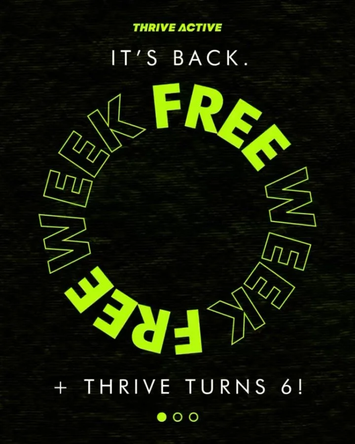 6️⃣🎂 THRIVE ACTIVE IS TURNING 6!! 🎂6️⃣

We&rsquo;re celebrating our birthday the best way we know&mdash;FREE WEEK‼️

Join us January 5 to January 11 to celebrate 6 years of movement, strength and community! 🎉 

👉🏼Booking goes LIVE TOMORROW: Wedn