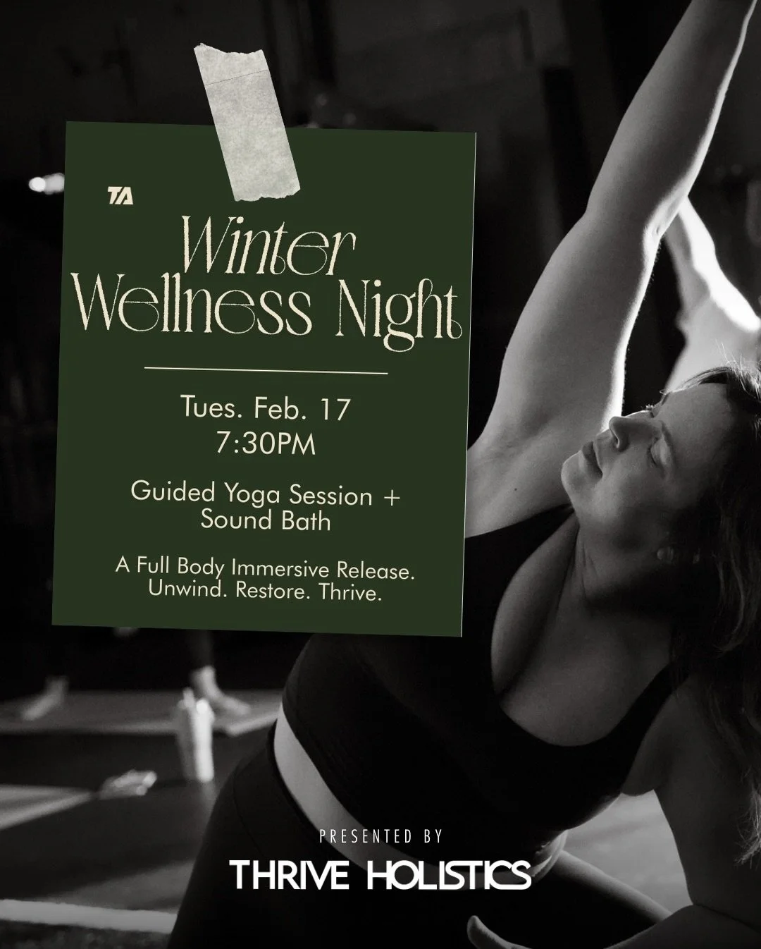 ✨ WINTER WELLNESS NIGHT ✨

Join us for our Winter Wellness Night &mdash; an evening designed to help you unwind, restore, reconnect during the heat of winter. This guided yoga session followed by a grounding sound bath is your chance to step away fro