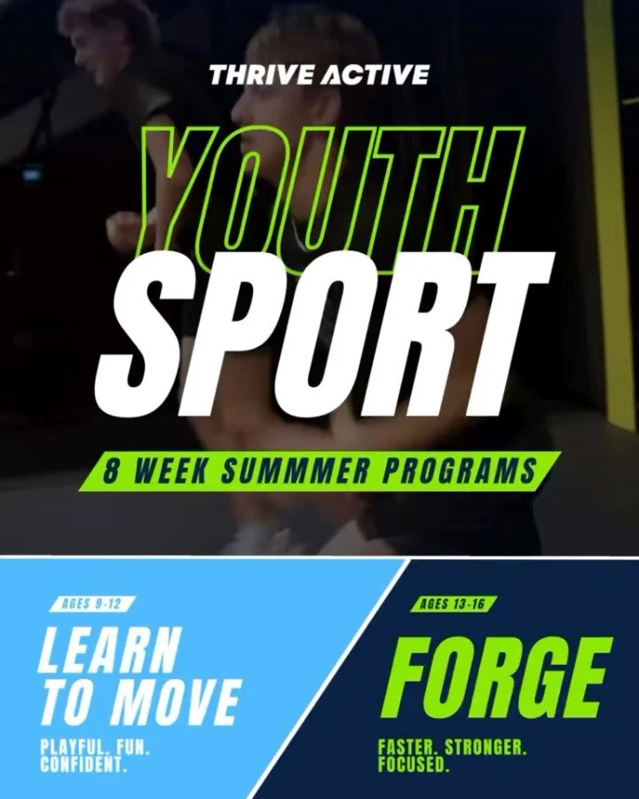 NOW LAUNCHING // TA YOUTH SPORT PROGRAMS 

Two programs. One mission. 💥
Developing young athletes to move better, train smarter, and build confidence that lasts beyond sport.

This summer, Thrive Active is launching two 8-week youth performance prog