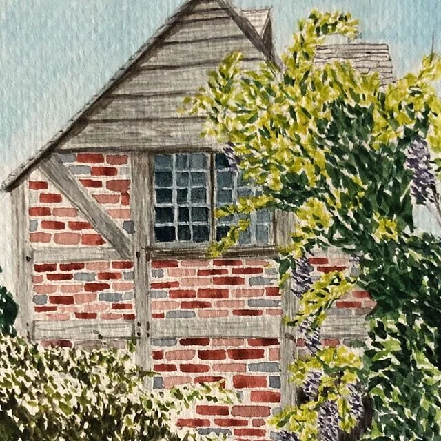 There is nothing quite so meditative as painting bricks. Except maybe weathering the wood around them. .
#watercolor #architecture #brick #bricks #halftimbered #buildings #historicbuildings #newengland #painting #windows #oldhomes