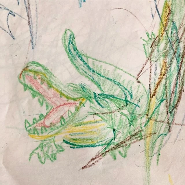 My first real collaboration with my son. And there is something I really love about that crocodile. 
#crocodile #alligator #crocodilians #crayon #animalillustration #animalart #prouddad