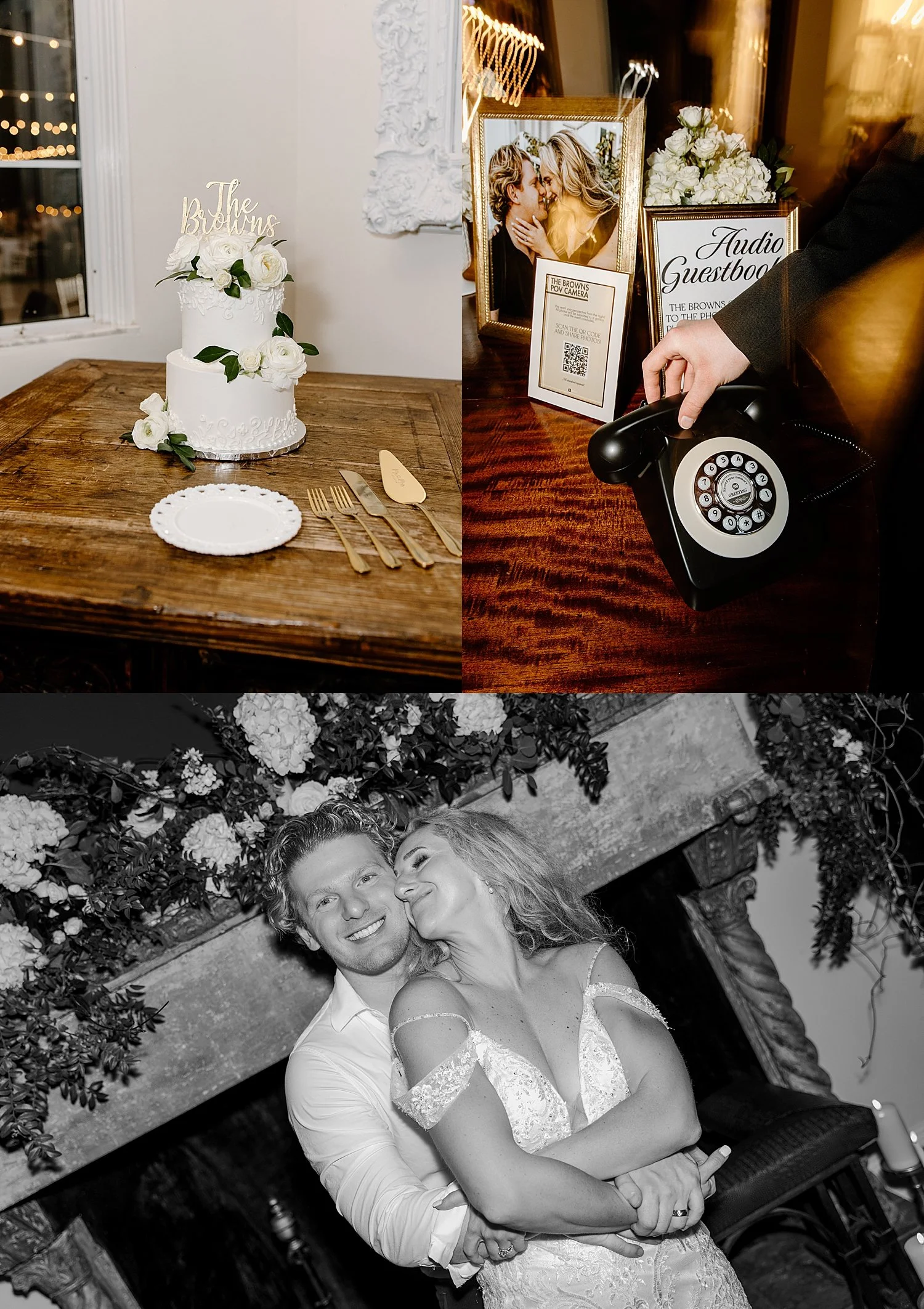  tiered cake sits on table at reception by Taylor Shea Photo 