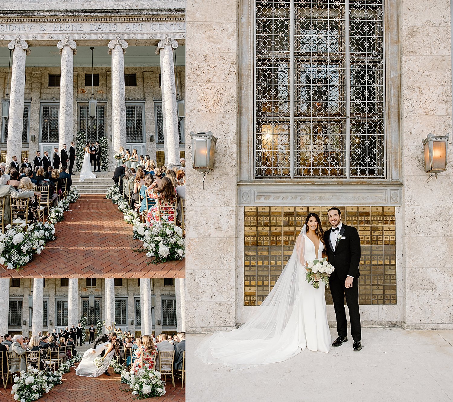 newlyweds stand in front of gold wall at one of the Best Venues in SWFL 