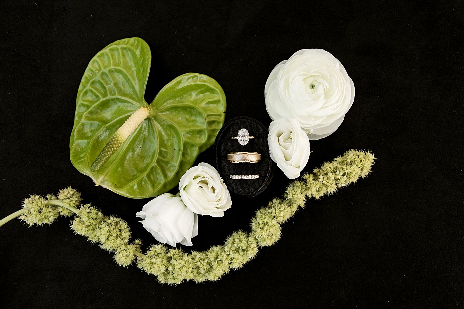  diamond ring on black background for Romantic Day at Alderman House 