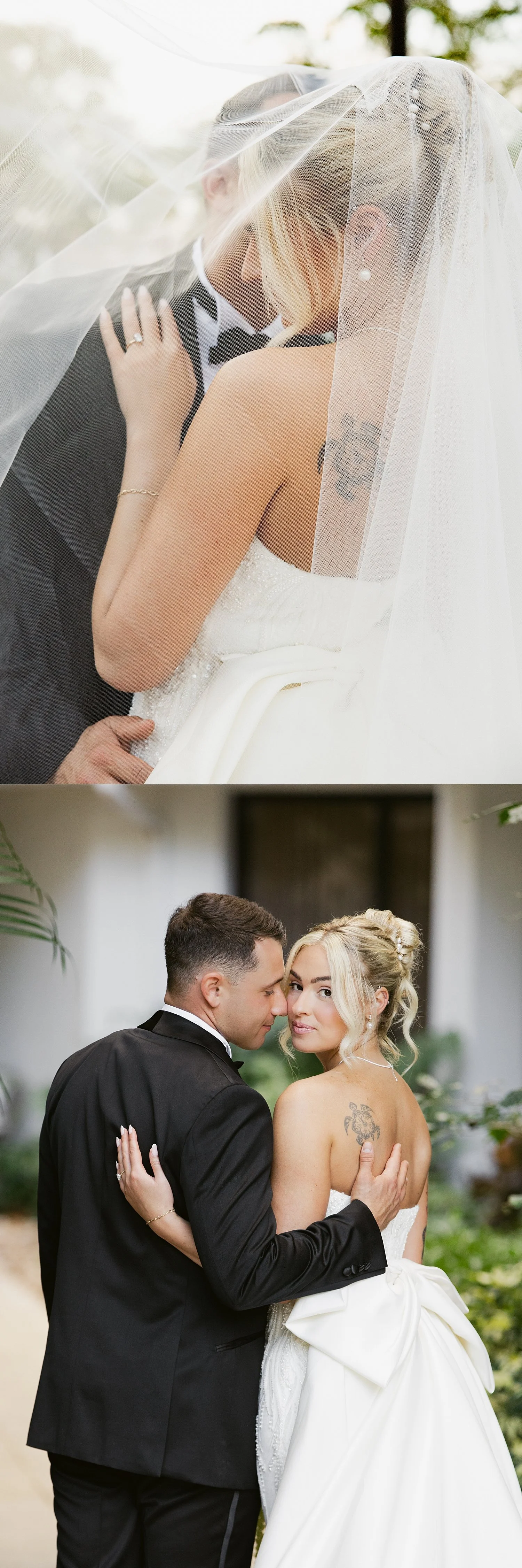  couple embraces before their ceremony by Florida wedding photographer 