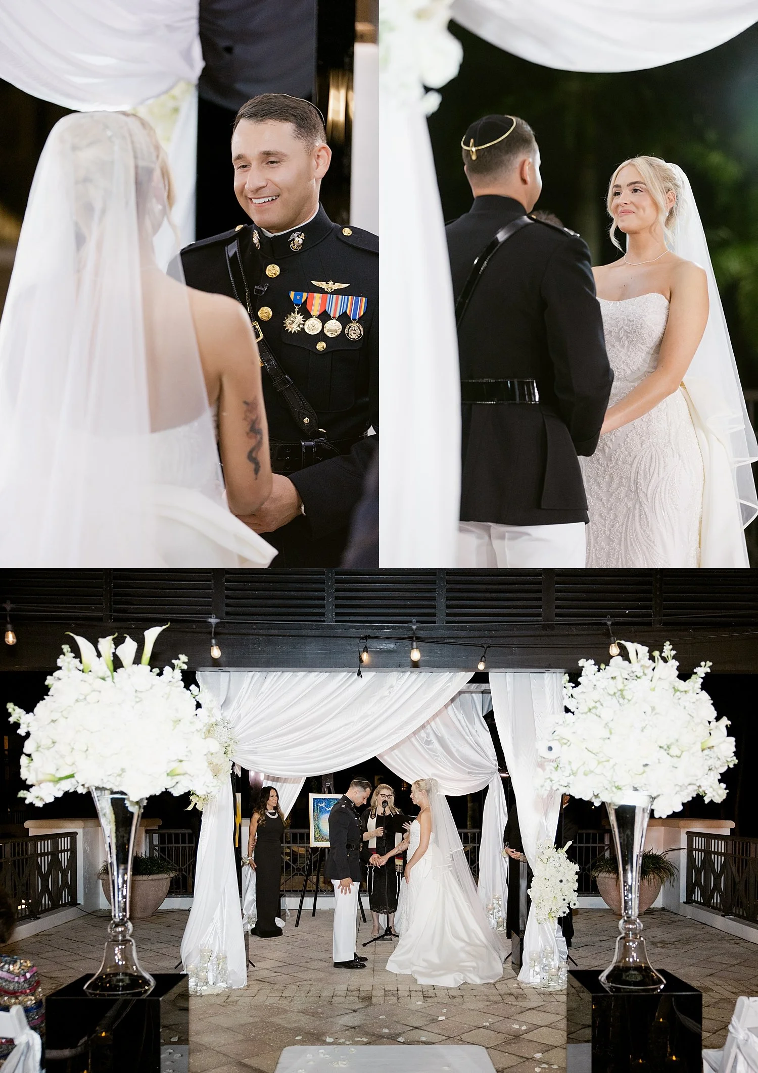  outdoor ceremony under large white tent by Florida wedding photographer 