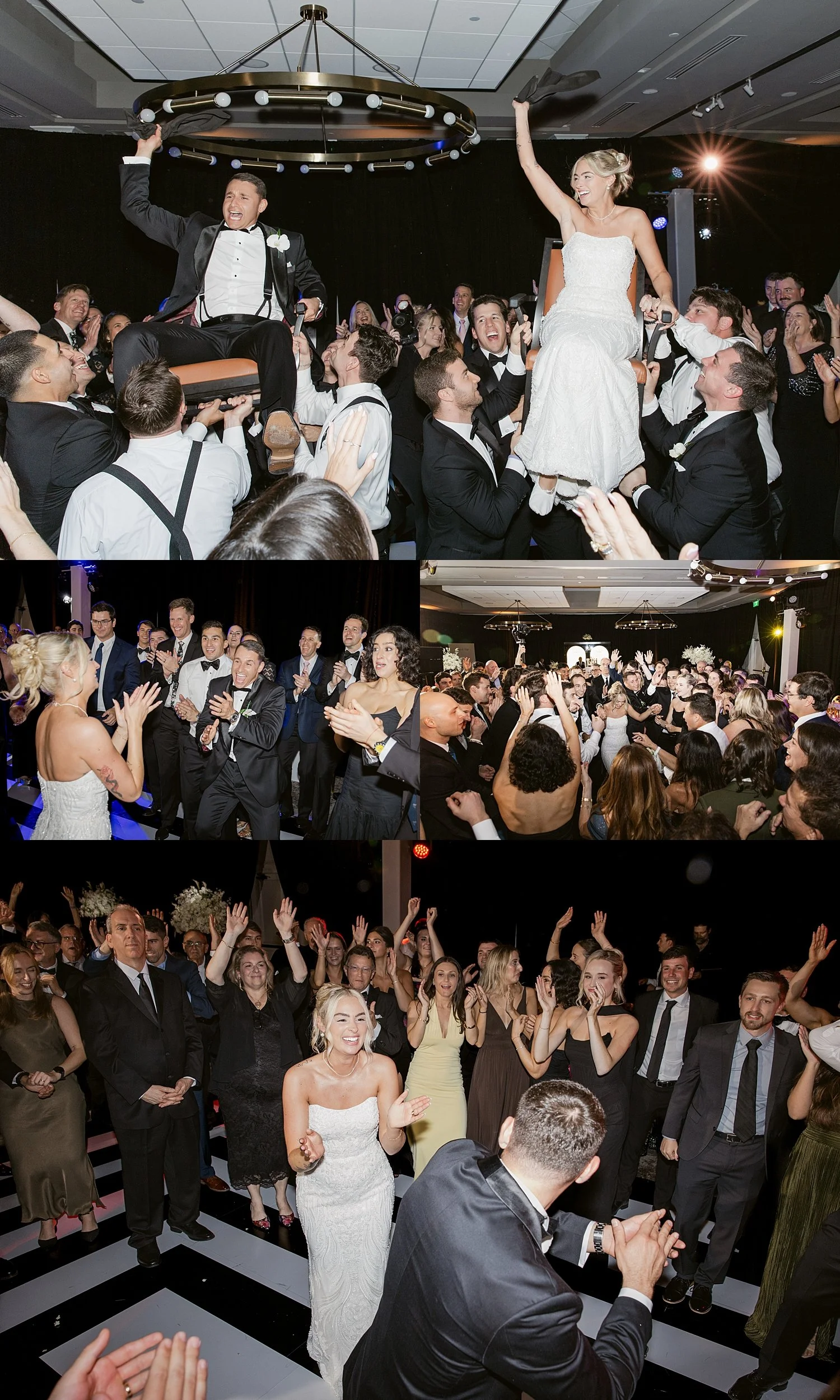  bride dances with her guests on checkered floor by Taylor Shea Photo 