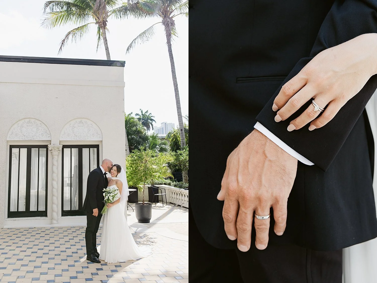  newlyweds embrace in courtyard at Alderman house by Taylor Shea Photo 