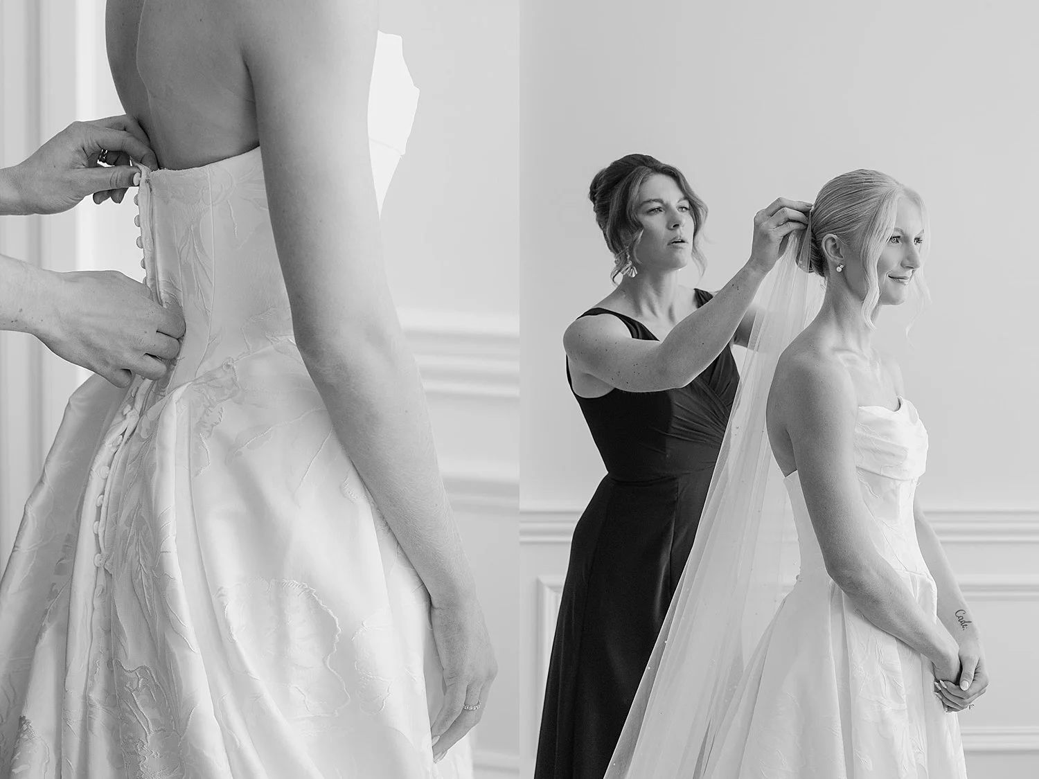  mother helps daughter position her veil by Taylor Shea Photo 