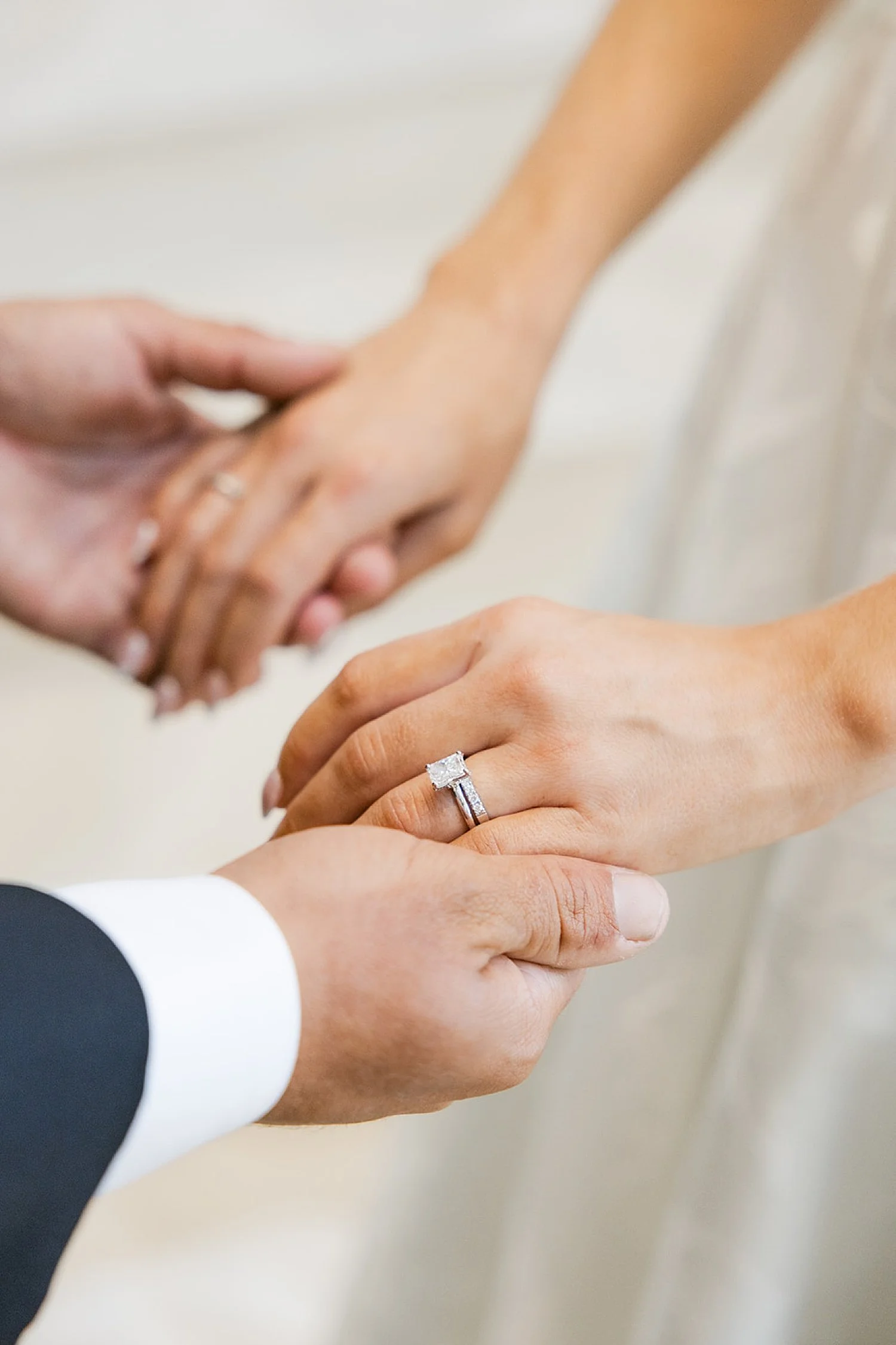  newlyweds hold hands during first look at Hideaway Beach Club 