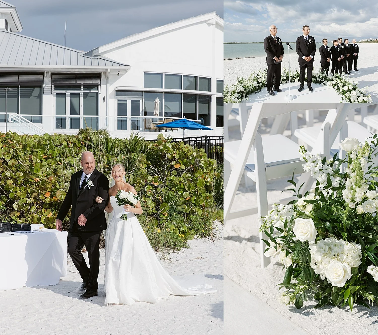  woman enters beachside reception on her dad’s arm by Taylor Shea Photo 