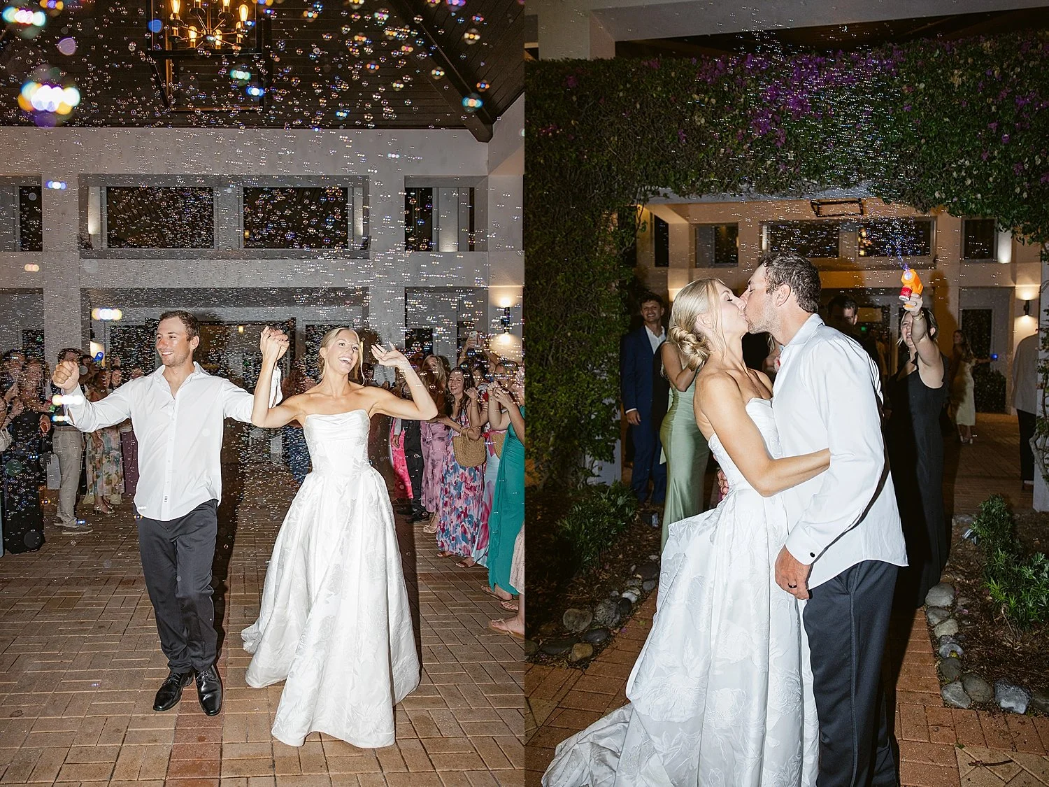  newly married couple exit their reception by Florida wedding photographer 