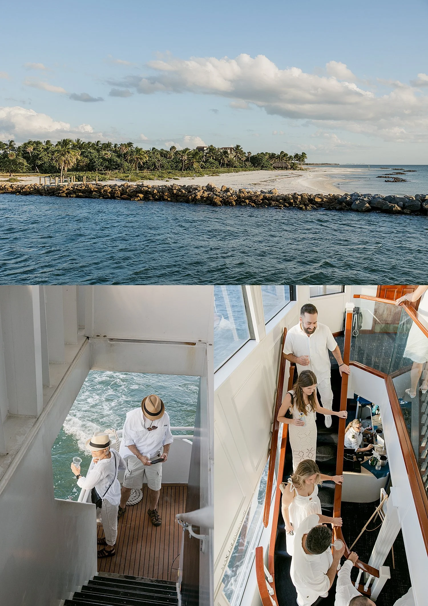  guests on deck of boat for wedding weekend on yacht 