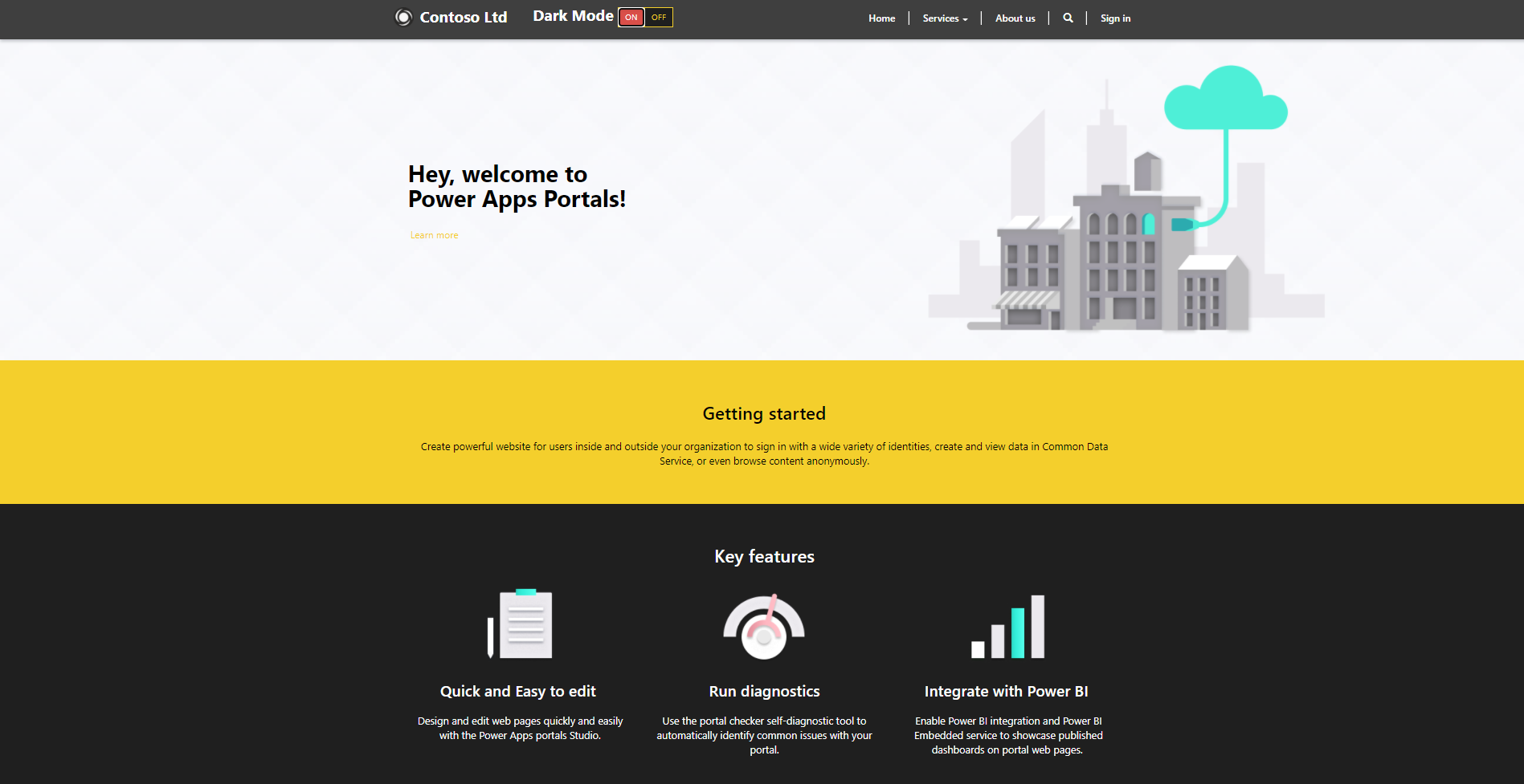PowerApps Portals Dark Mode 
