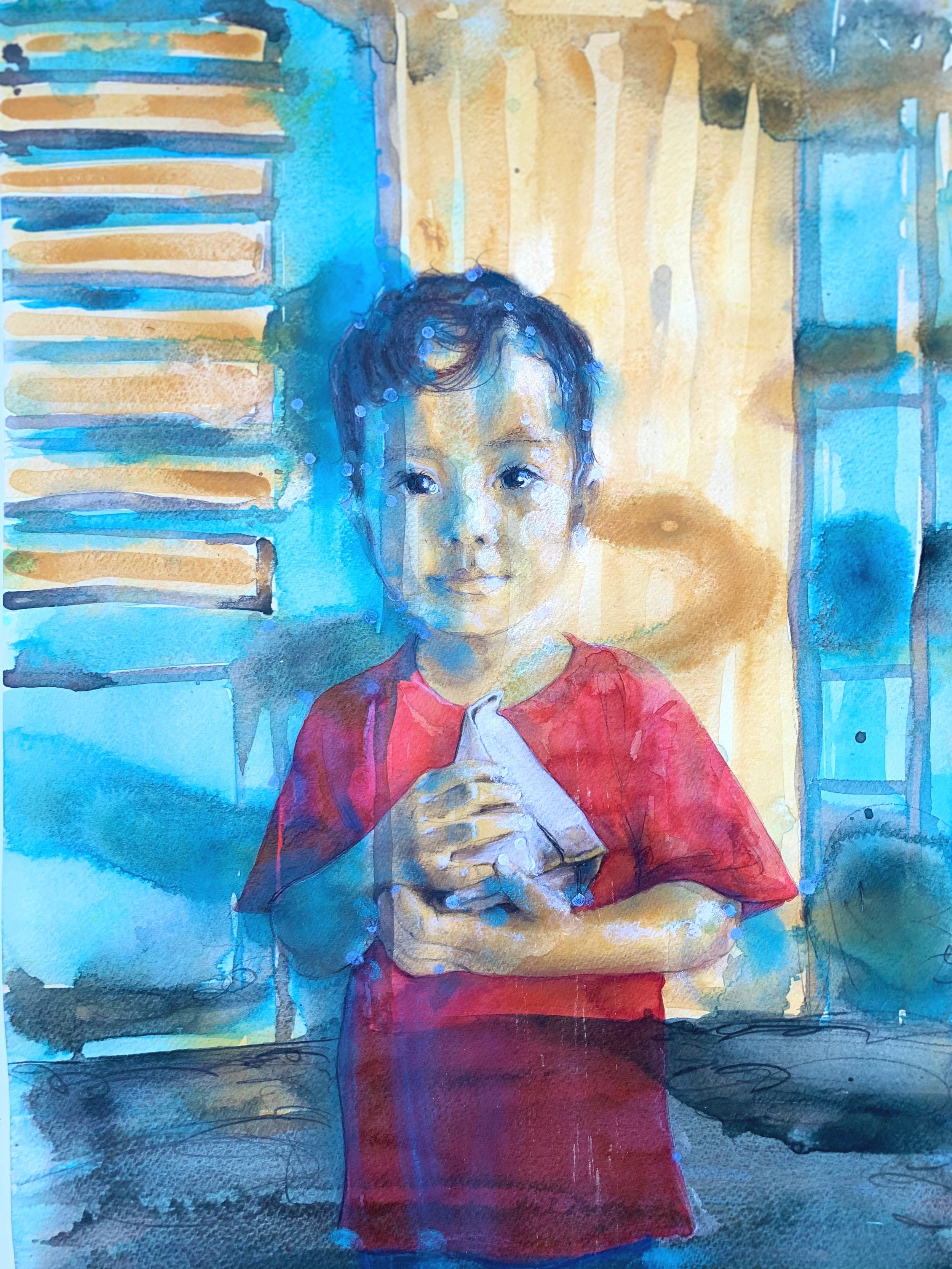 Bali Boy 30cm x 42cm Watercolour/Charcoal