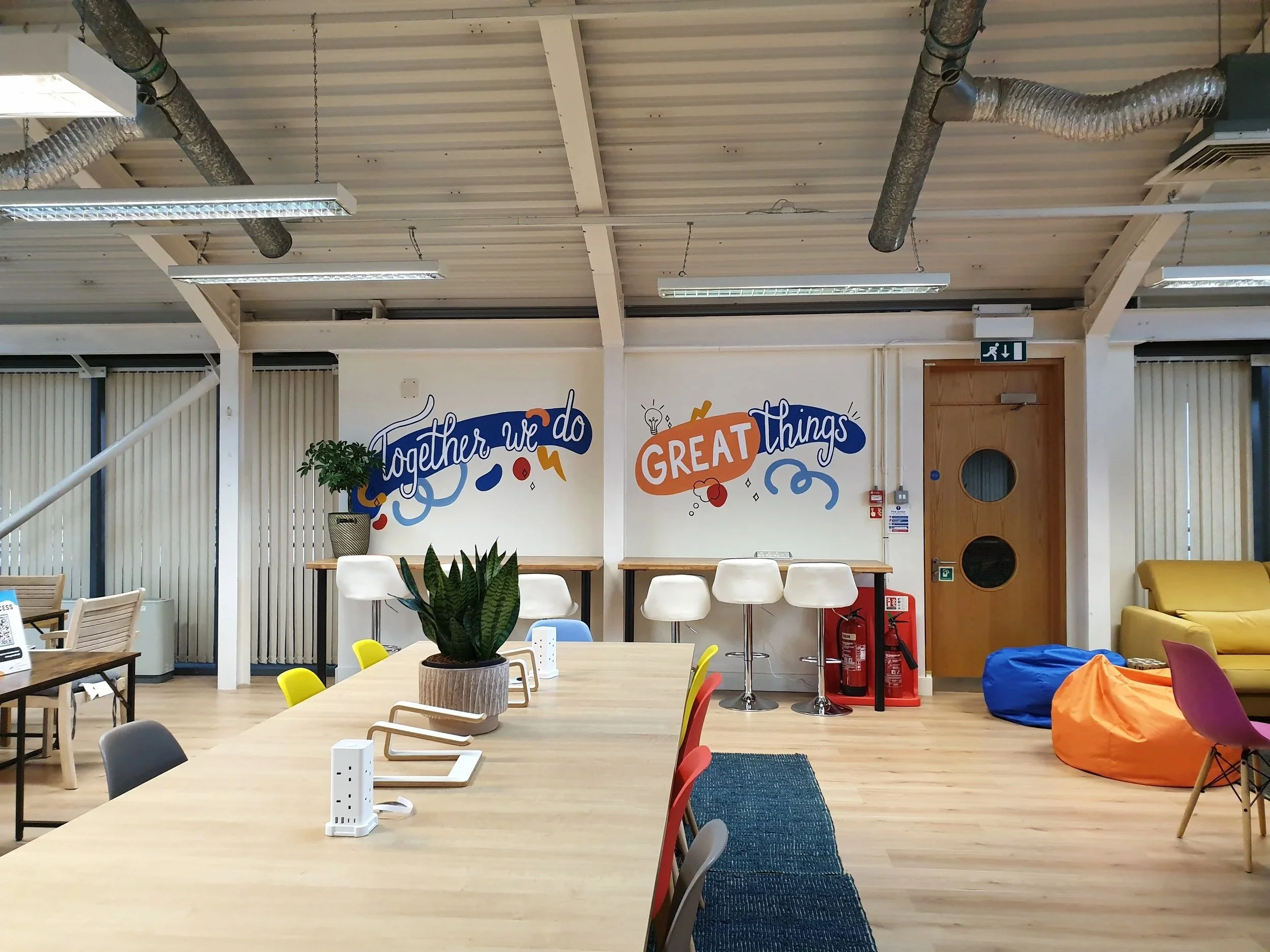 colourful mural in coworking space