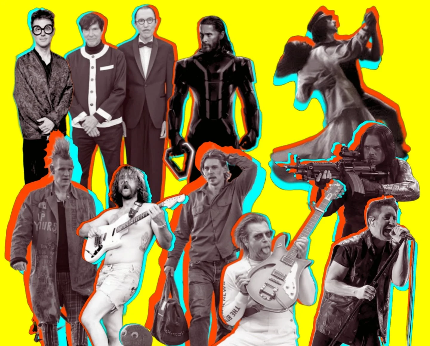 Protagonistas de películas, junto a músicos de los grupos que compusieron la banda sonora