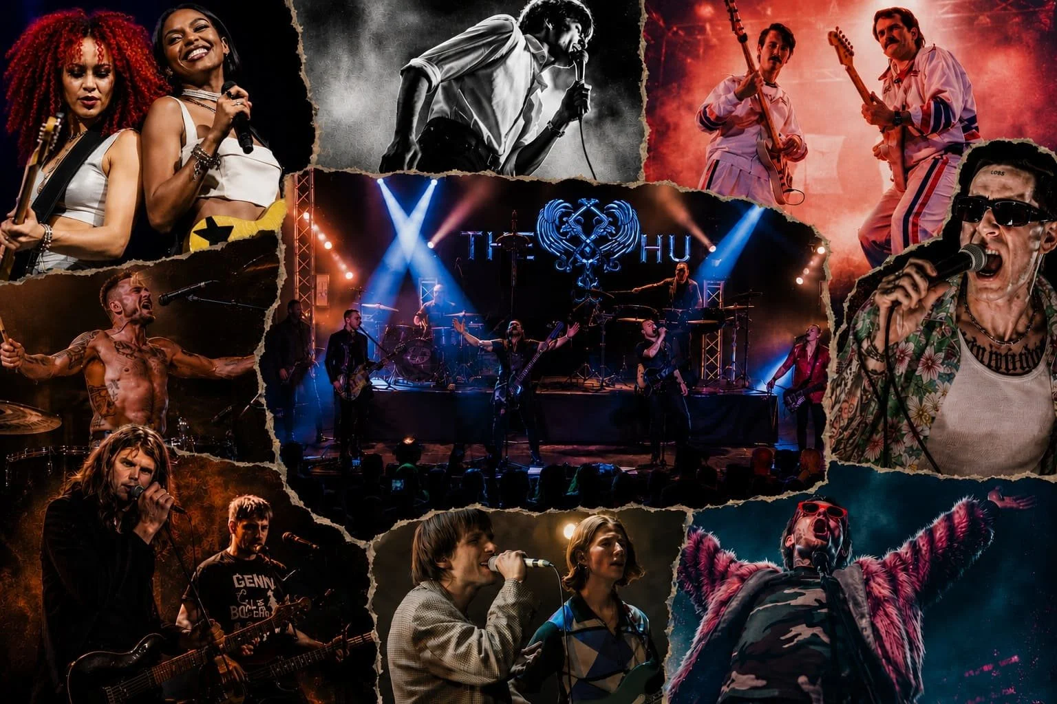 Montaje con grupos festivaleros