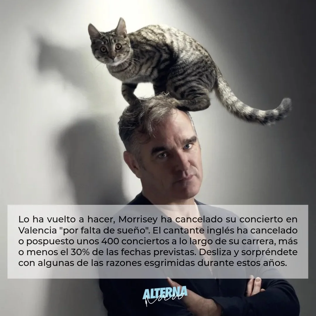 Ver a Morrisey en directo es cada vez m&aacute;s lanzar una moneda al aire. Aqu&iacute; ten&eacute;is algunas de las razones que el ex l&iacute;der de The Smiths ha utilizado para justificar la cancelaci&oacute;n de sus conciertos. 

#morrisey