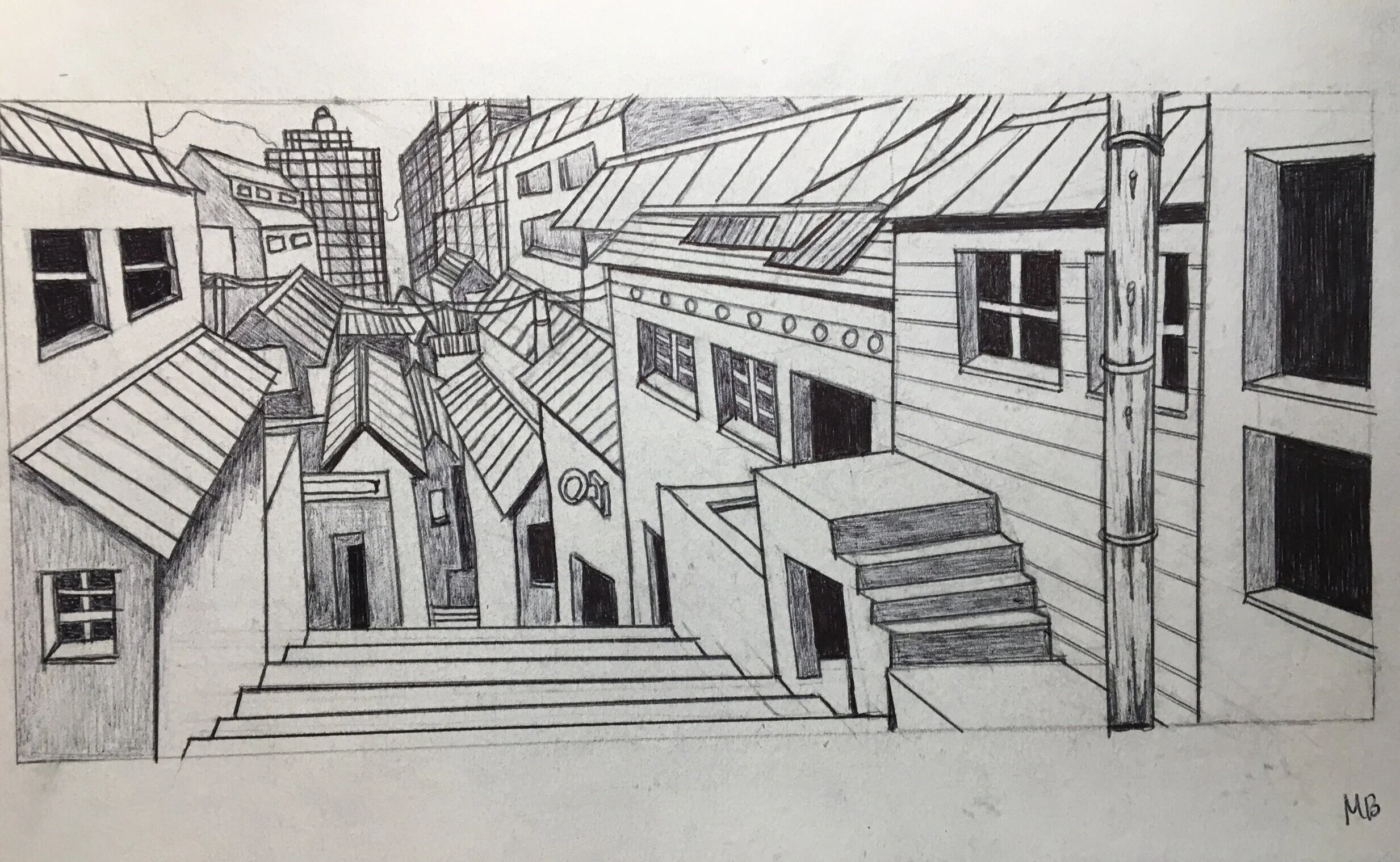 1 point perspective town
