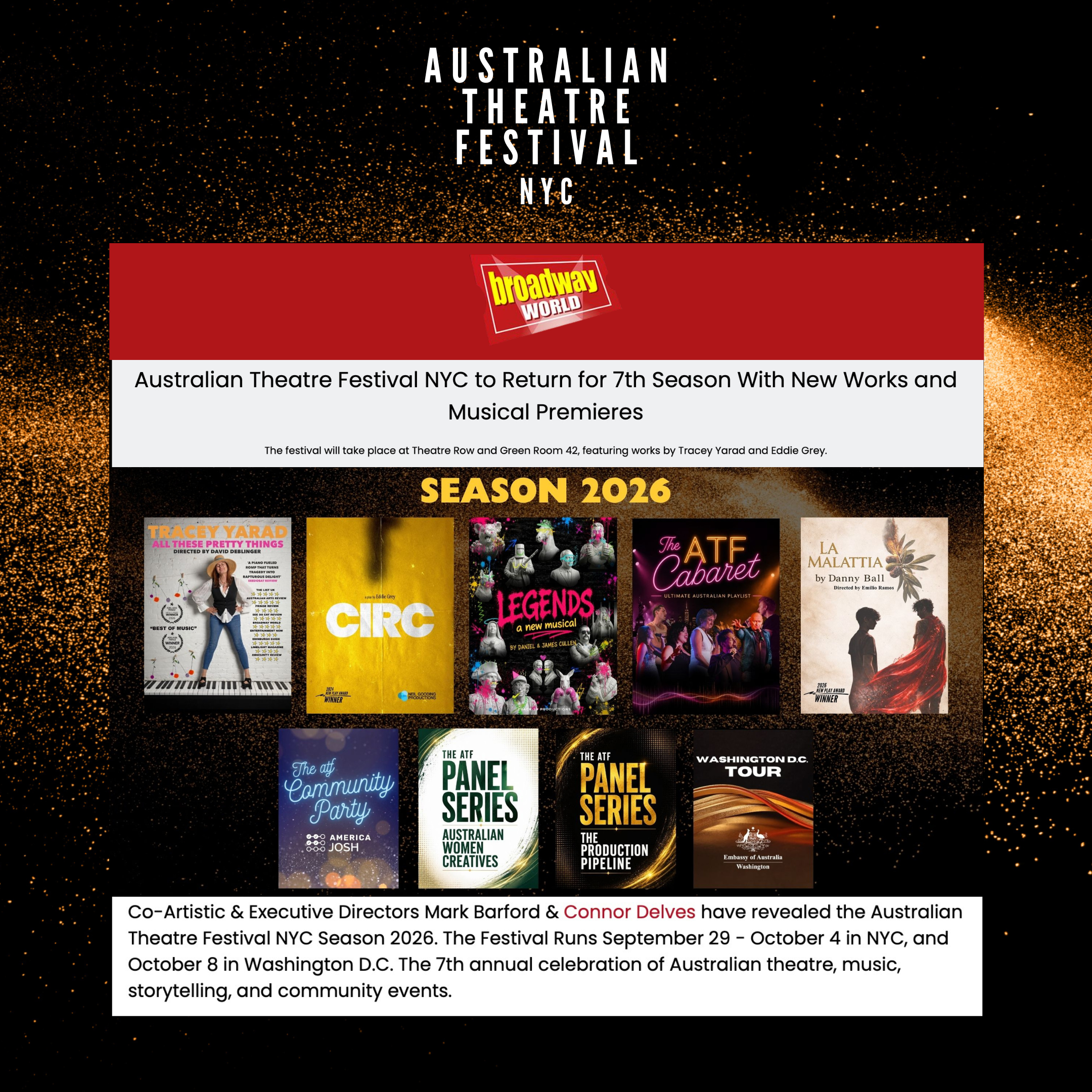 Broadwayworld - Australian Theatre Festival NYC to Return for 7th Season With New Works and Musical Premieres