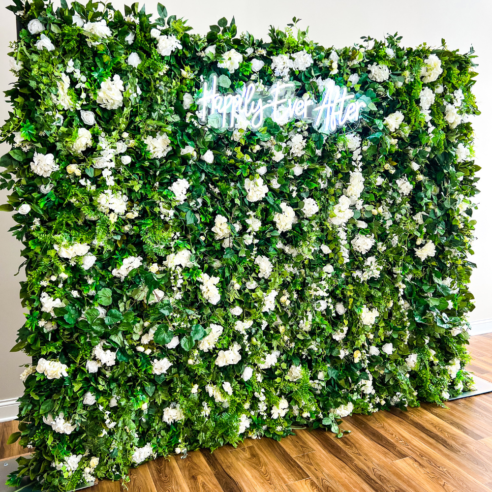 Boxwood Rose Eden Green & White Floral Wall Rental