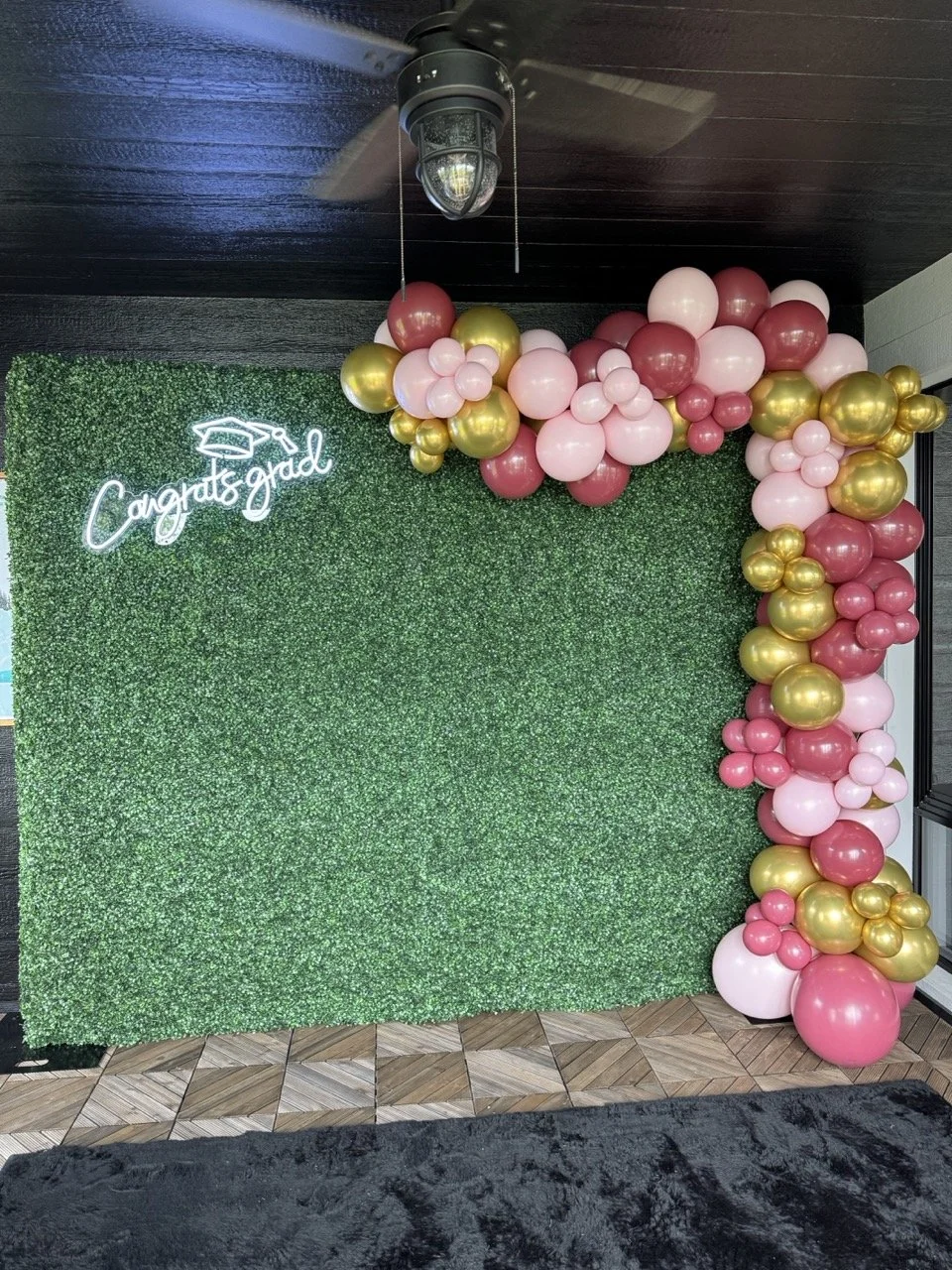 Maroon & Gold Balloon Garland Photo Backdrop Grad Party