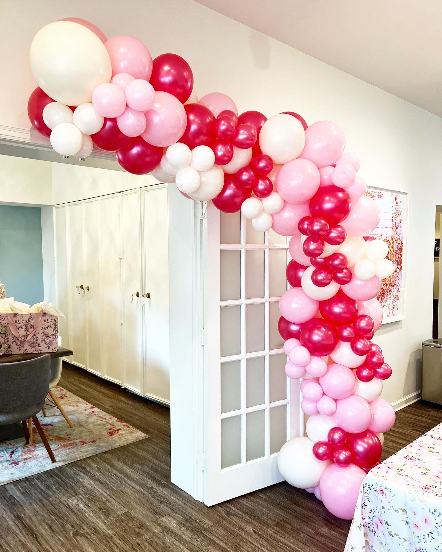 Pink & White Custom Balloon Garland - Boxwood Rose - Naples, FL