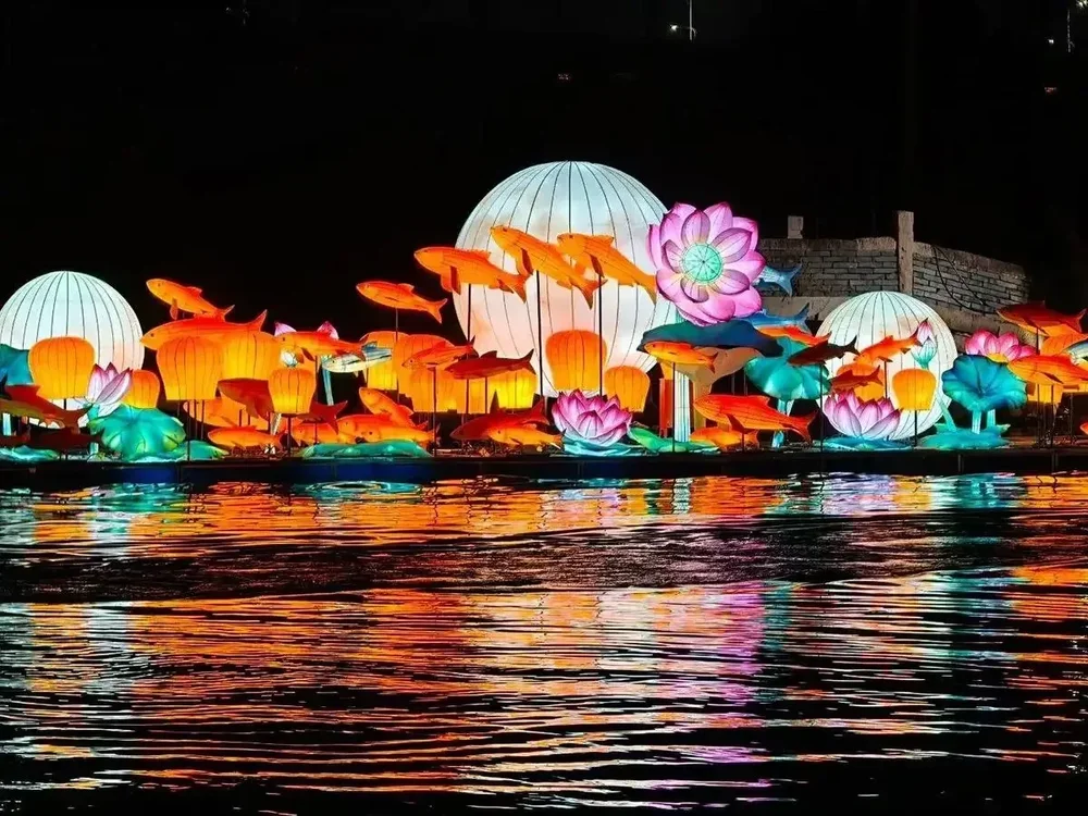 water reflection floral light installation planning reference