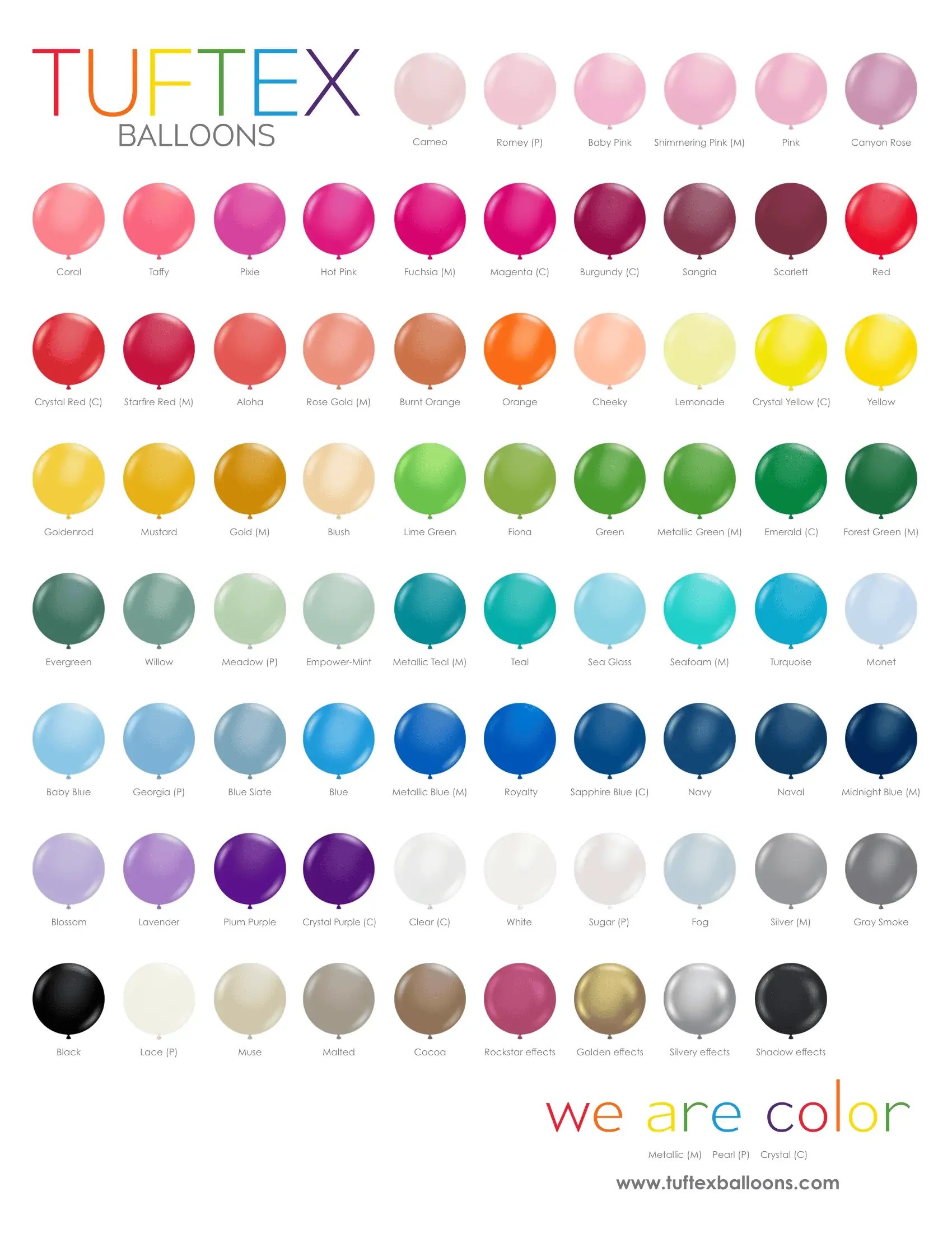 Boxwood Rose Balloon Color Chart 2026