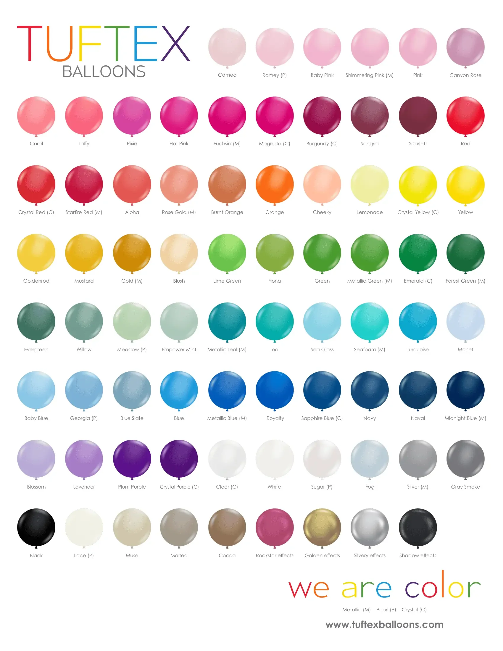 Boxwood Rose Balloon Color Chart 2026