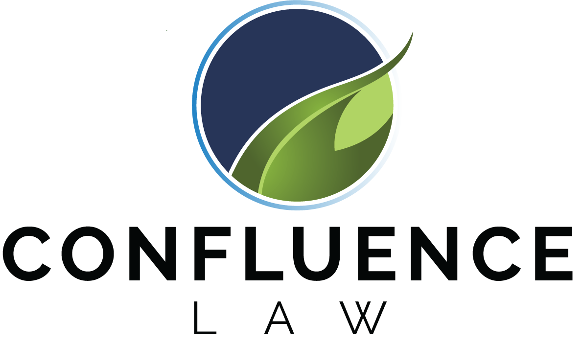 Confluence Law logo with blue and green