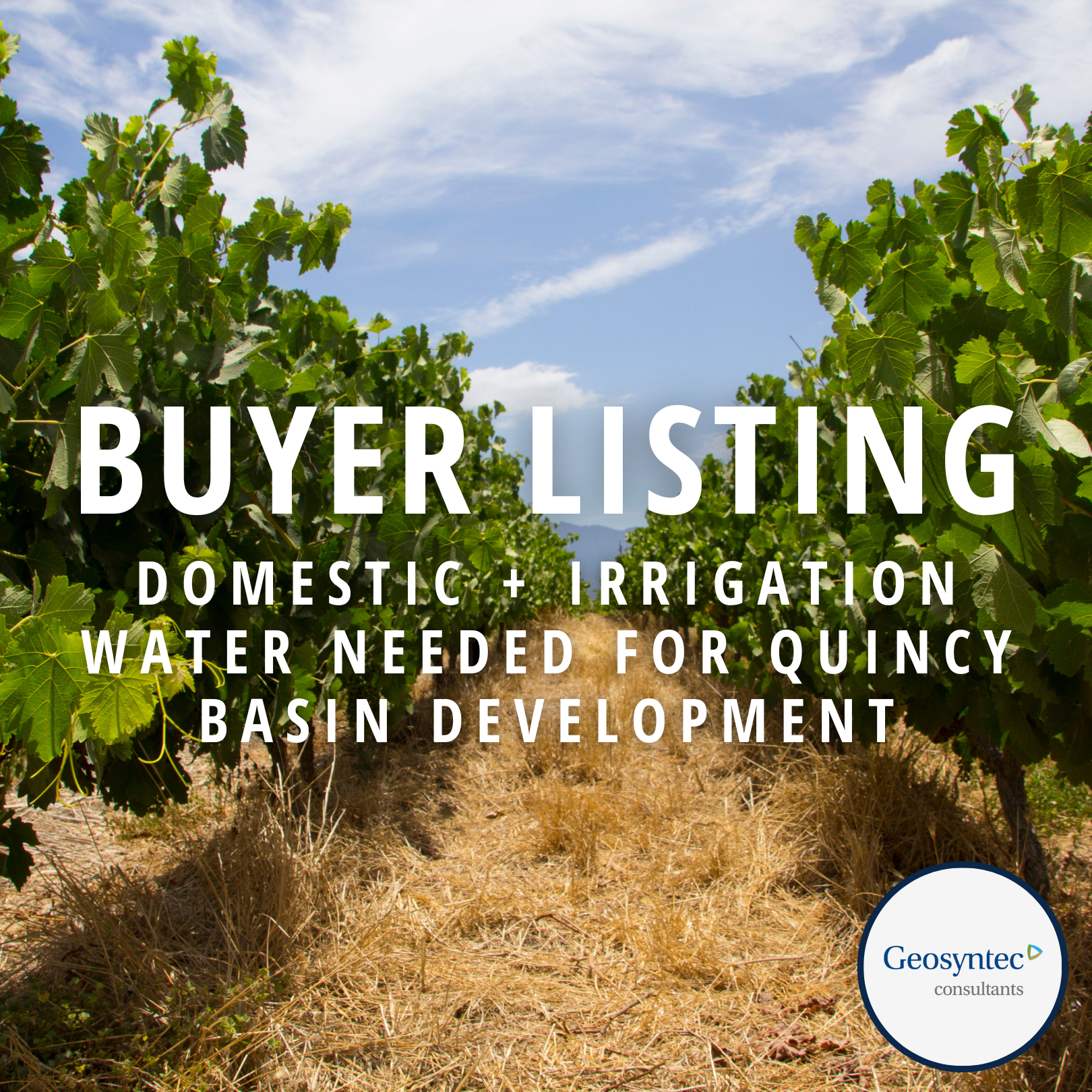 Domestic + Irrigation water needed for Quincy Basin development