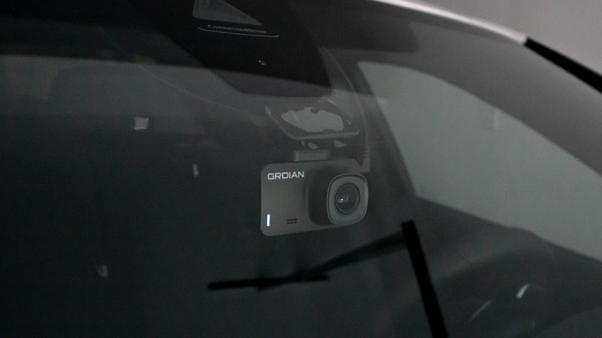 dash cam installed on a windshield