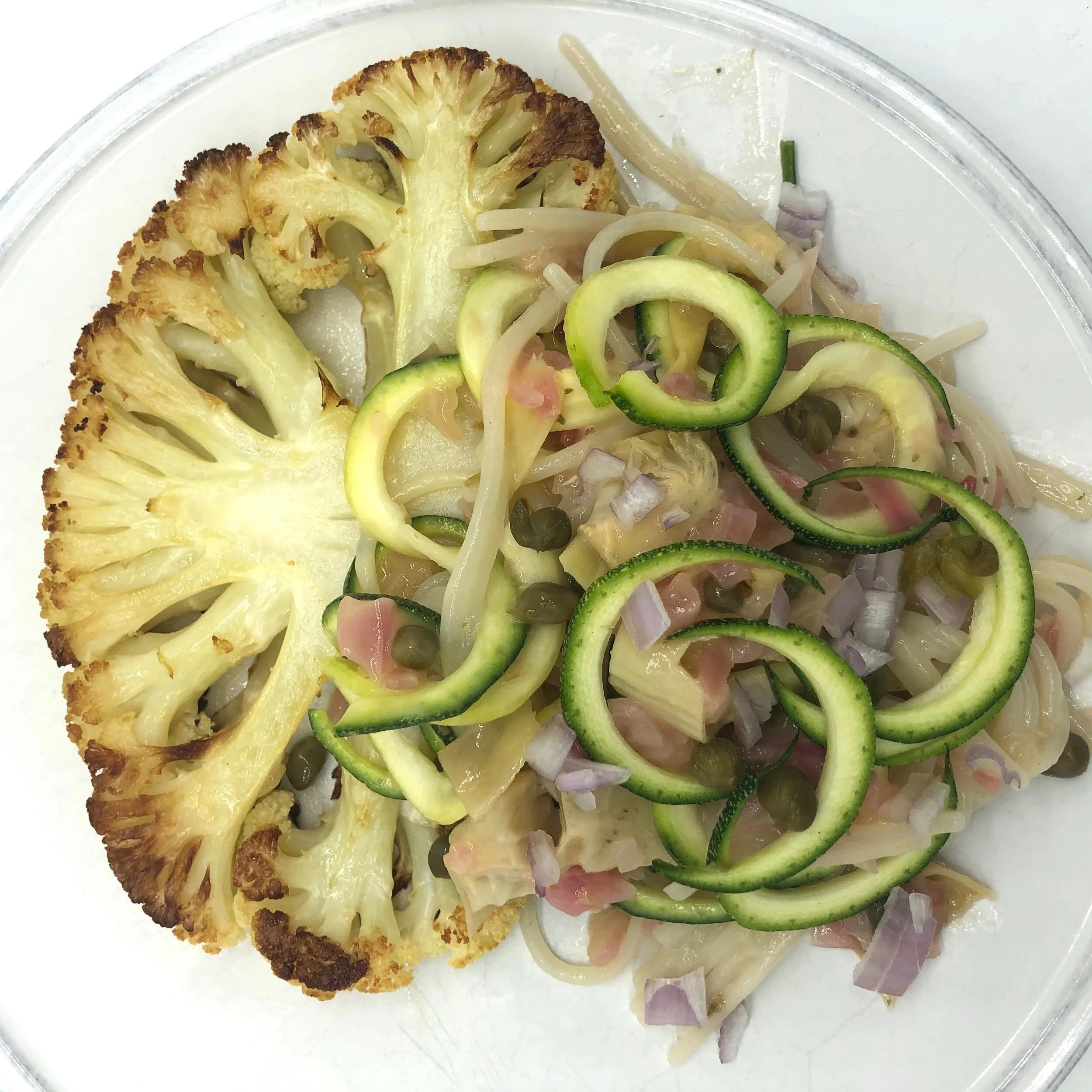 Cauliflower Picatta with Veggie Noodles 